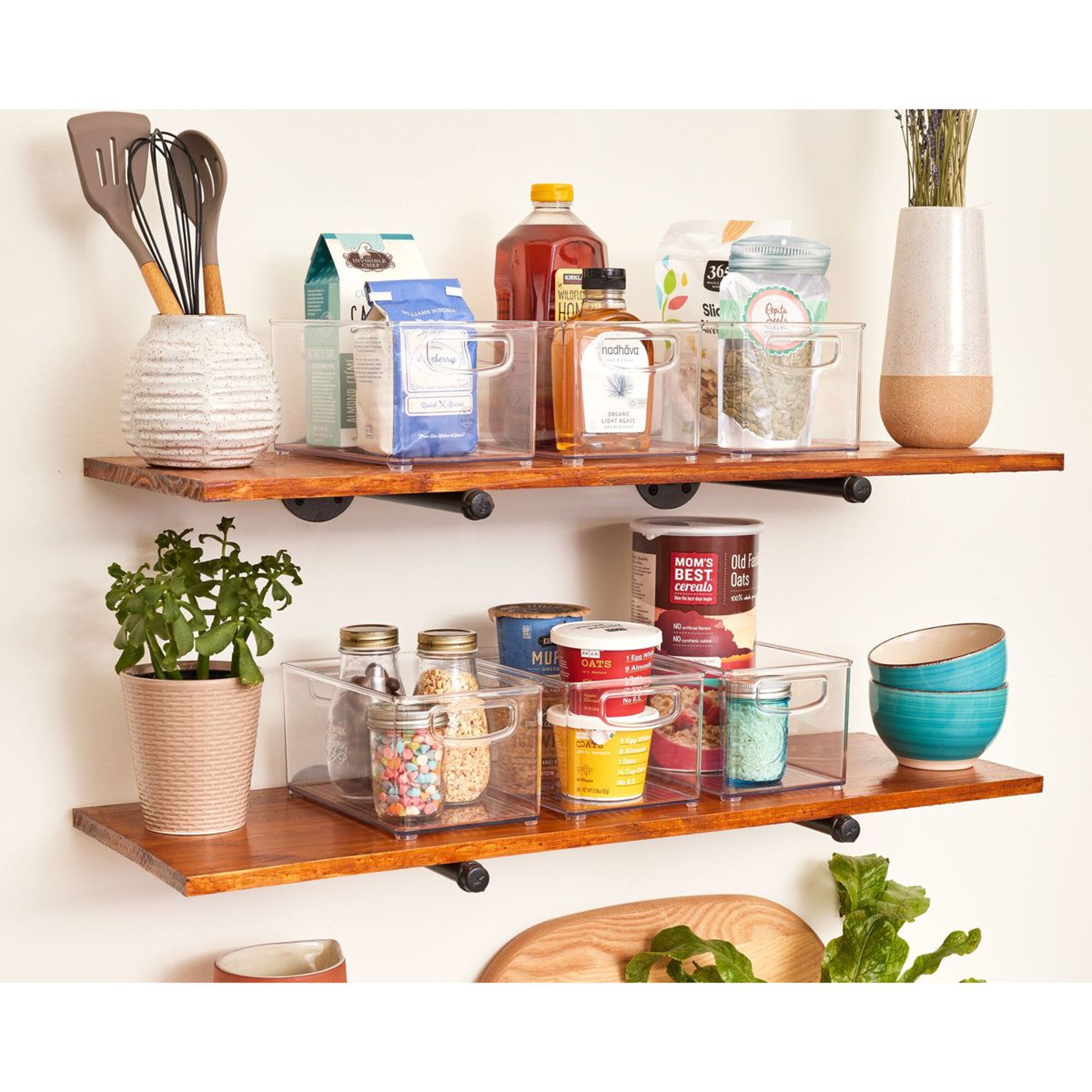 Clear Pantry Organizer Bins With Handles 6 Piece Refrigerator Storage Set 1