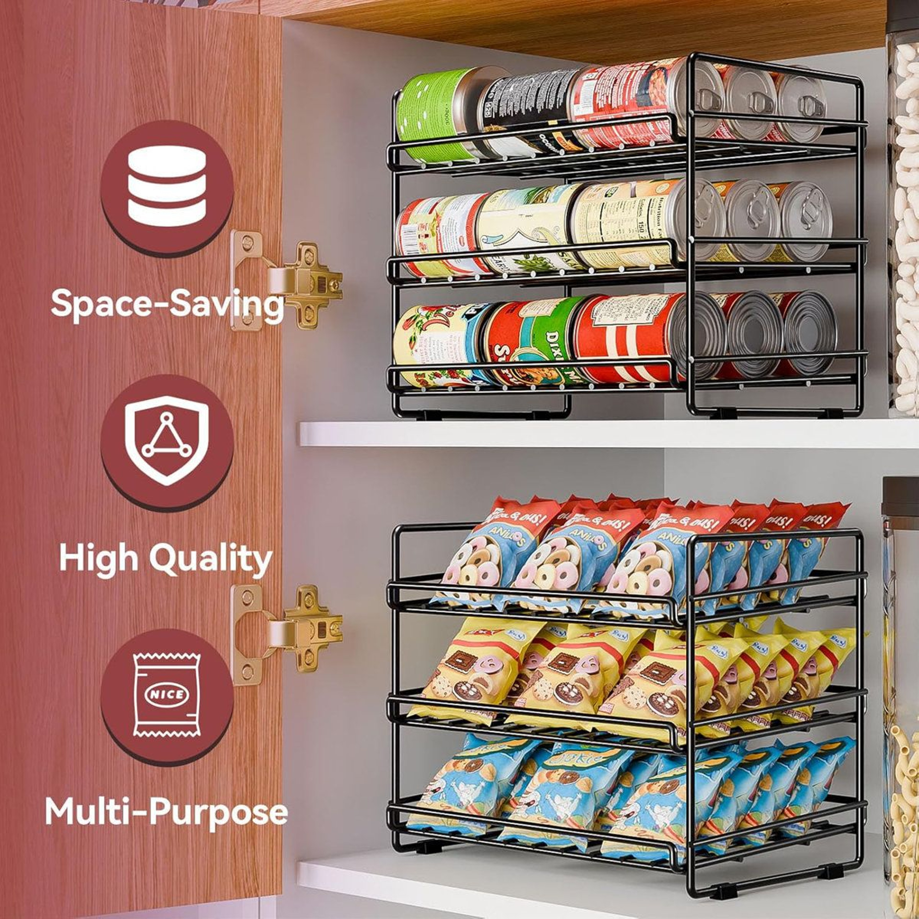 3 Tier Can Organizer Rack 36 Can Pantry Storage Dispenser 3