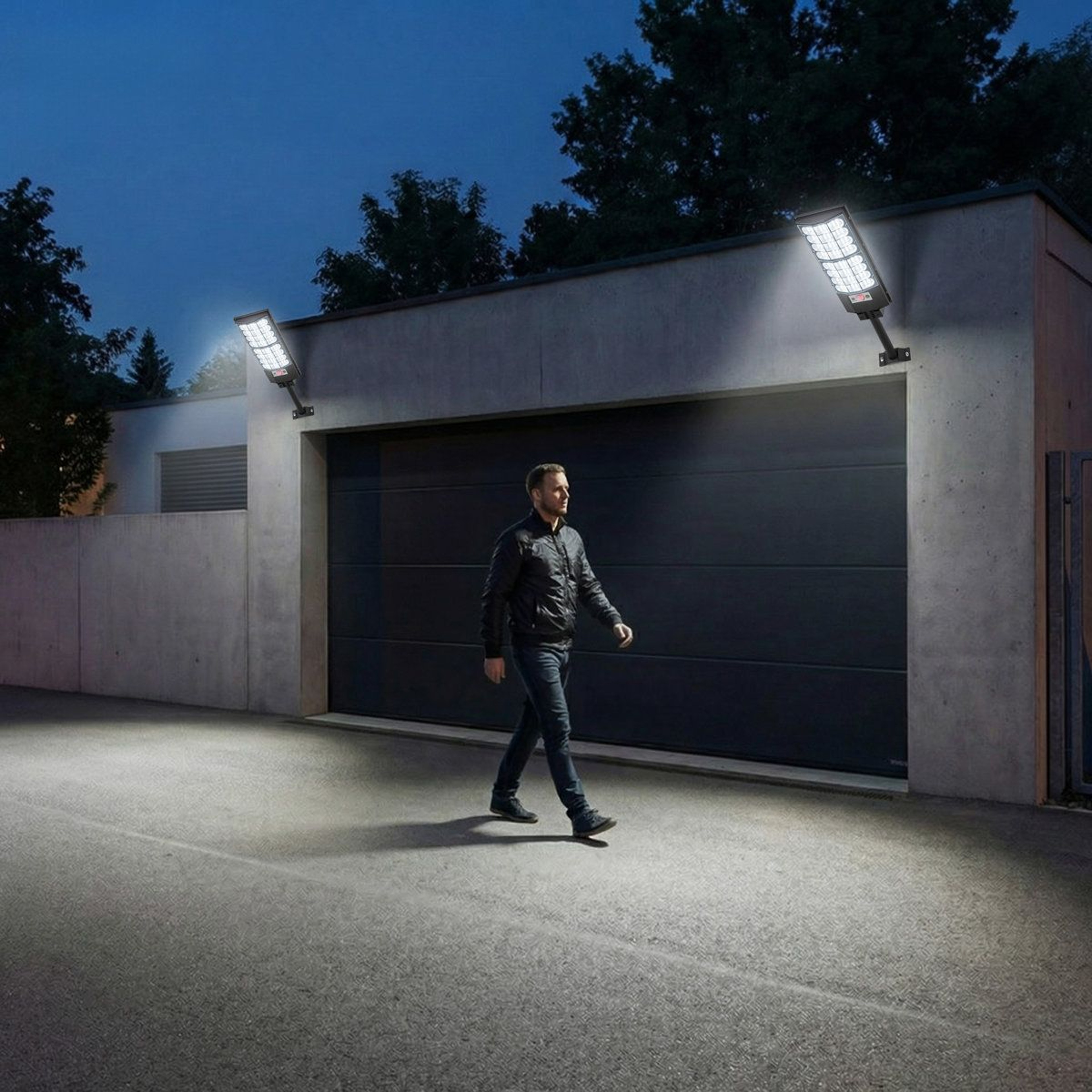Solar Motion Sensor Street Lights Dusk To Dawn Outdoor Lights With Remote Control Set Of 2 3
