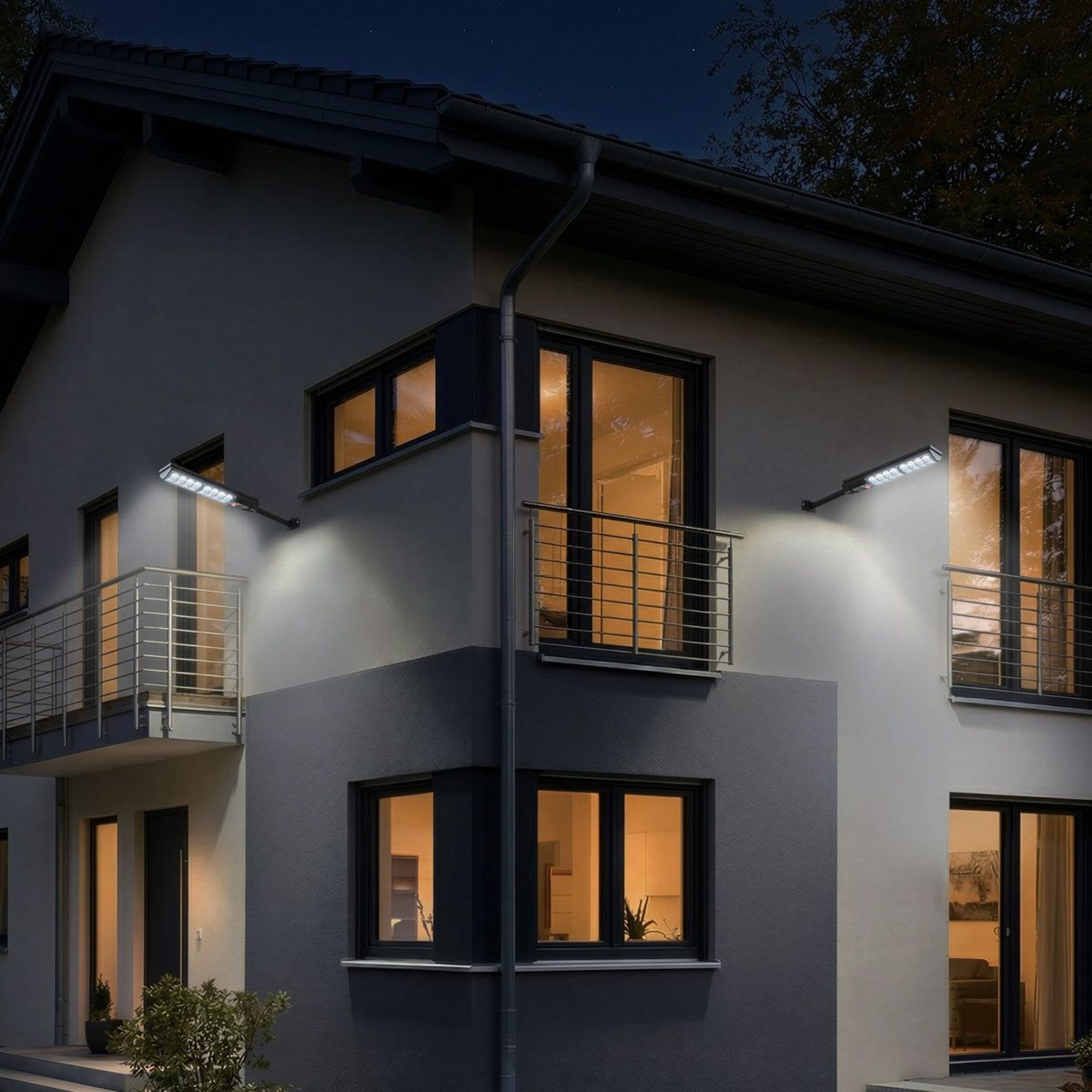 Solar Motion Sensor Street Lights Dusk To Dawn Outdoor Lights With Remote Control Set Of 2 6