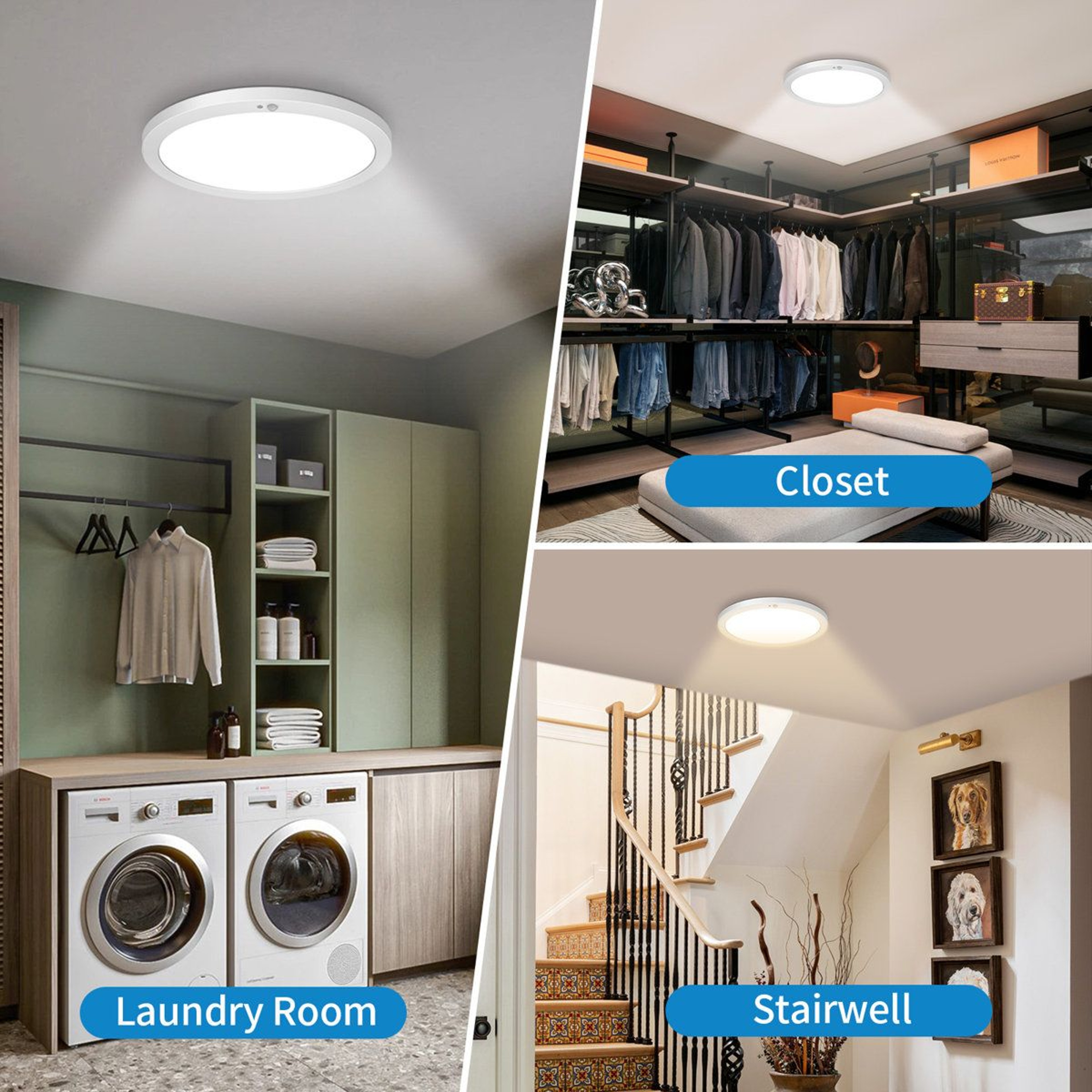 7 Inch Motion Sensor Ceiling Light 5CCT Hardwired LED Flush Mount Light 3