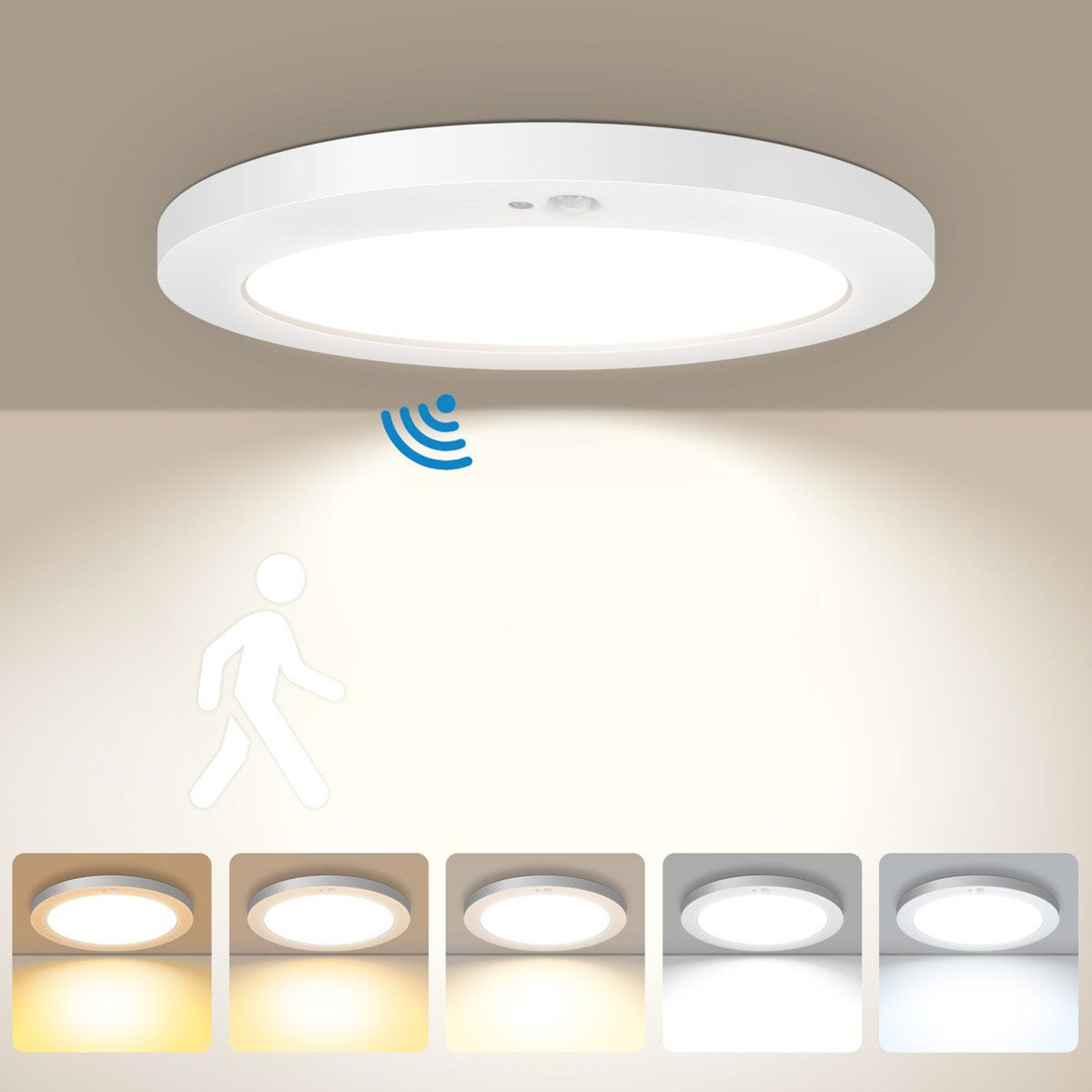 7 Inch Motion Sensor Ceiling Light 5CCT Hardwired LED Flush Mount Light 0