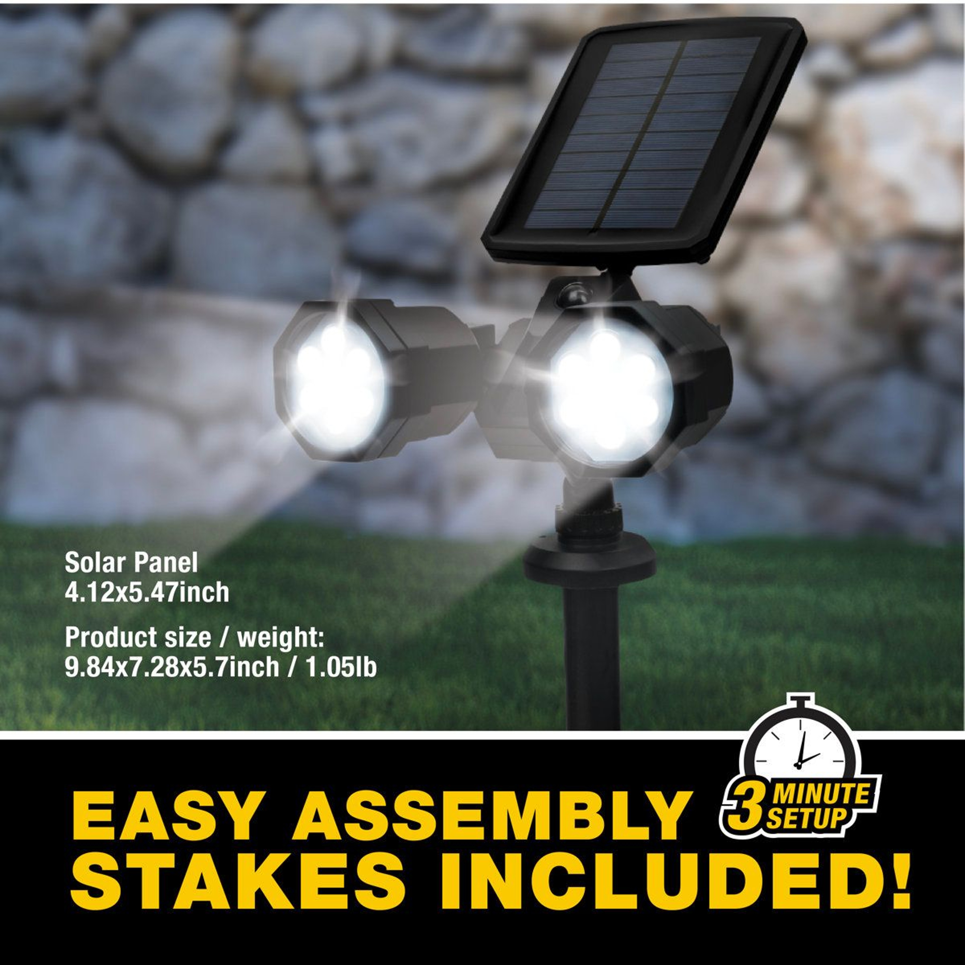 Solar Motion Sensor Outdoor Spotlight 500 Lumen Dual Head Security Light 7