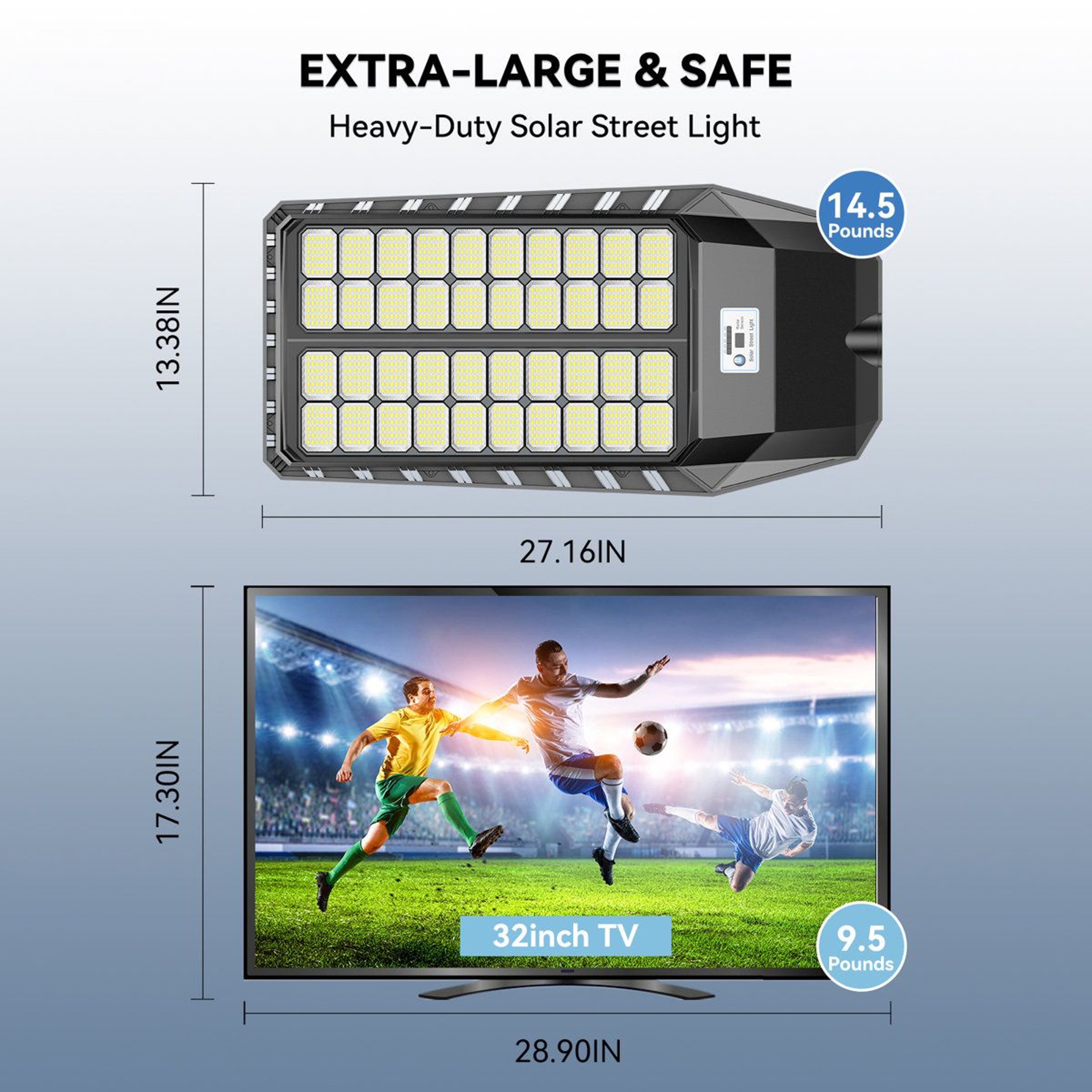 9000W Solar Street Light Motion Sensor Dusk To Dawn Outdoor Security Light 7