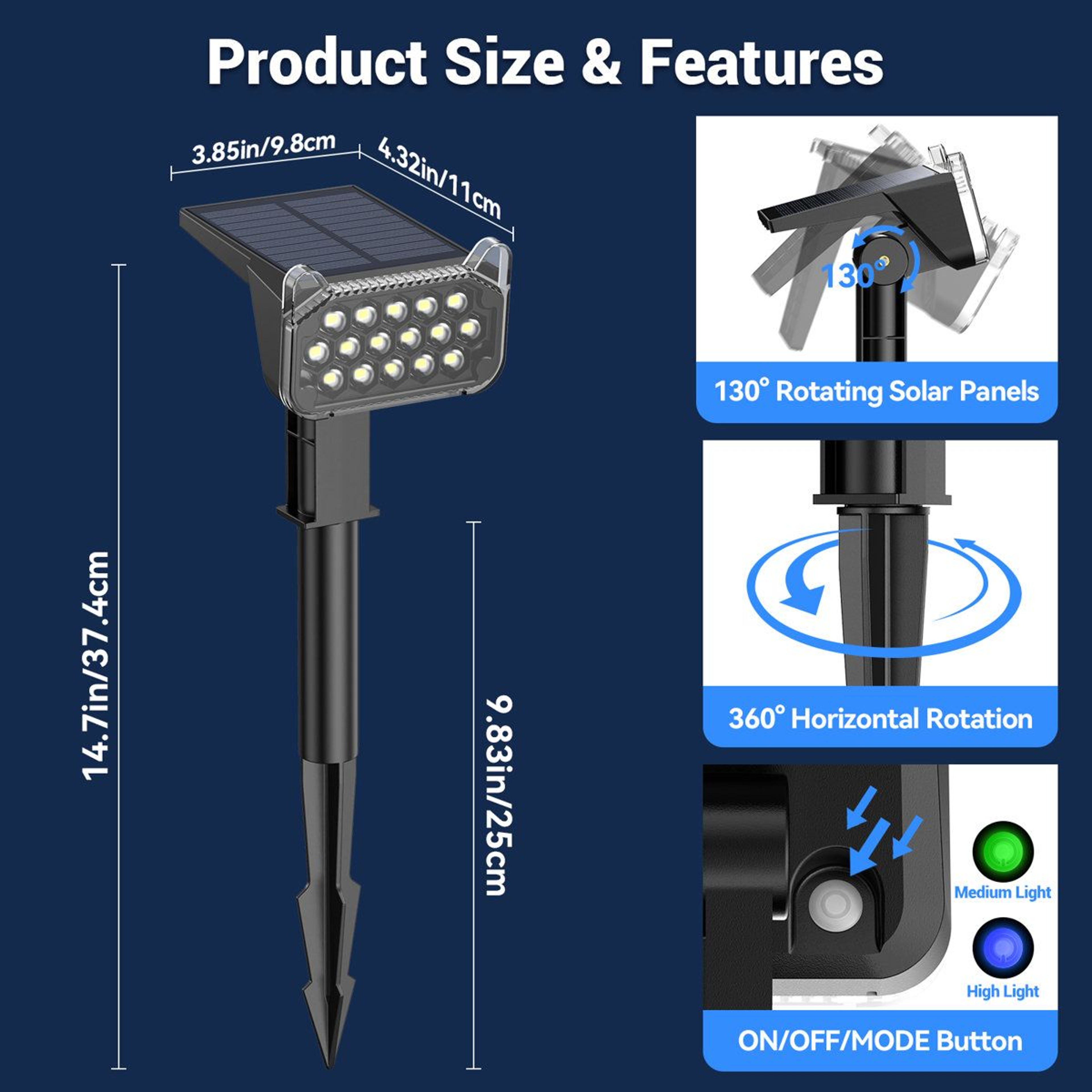 1000 Lumen Solar Spot Lights Outdoor Waterproof Landscape Lights Set Of 4 4