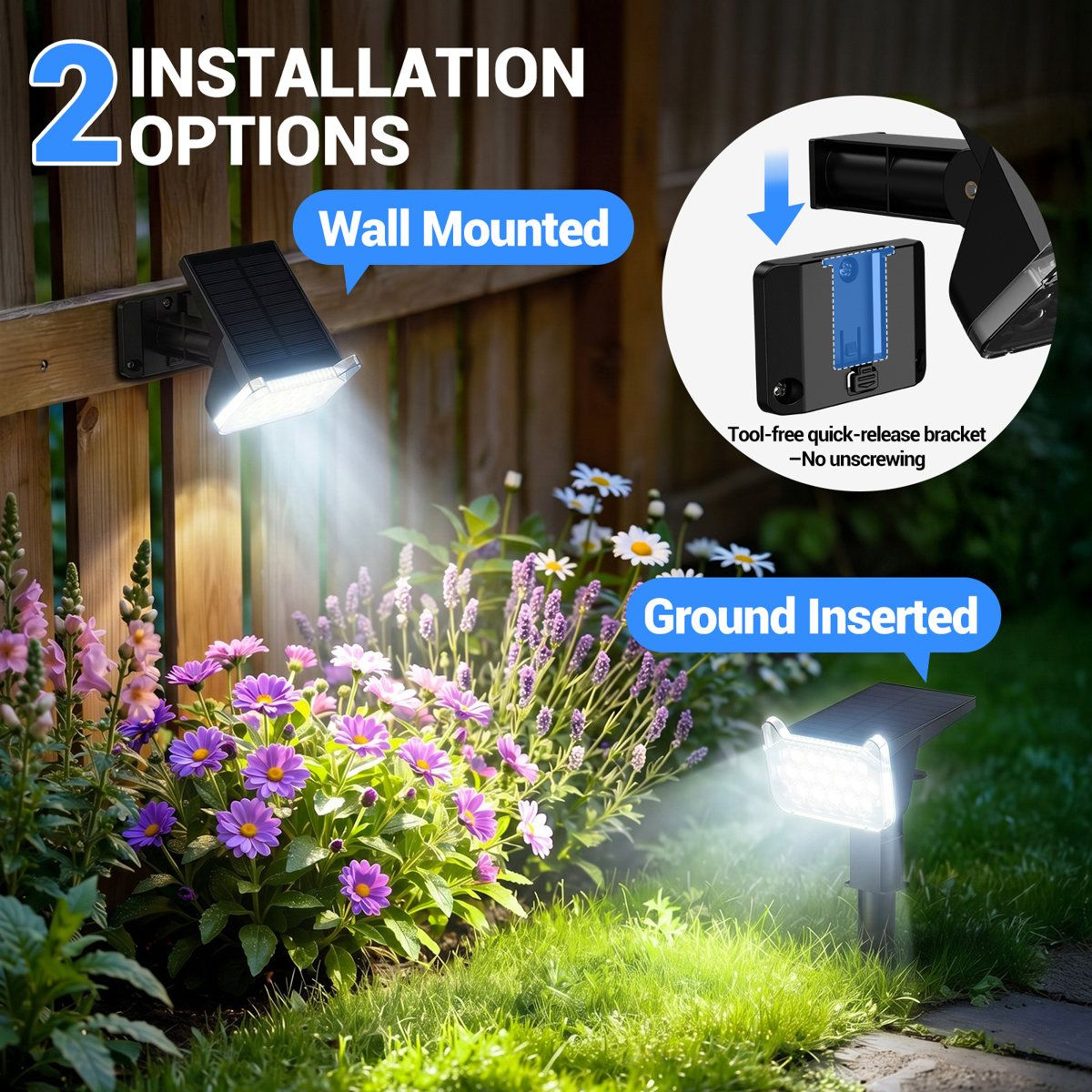 1000 Lumen Solar Spot Lights Outdoor Waterproof Landscape Lights Set Of 4 8