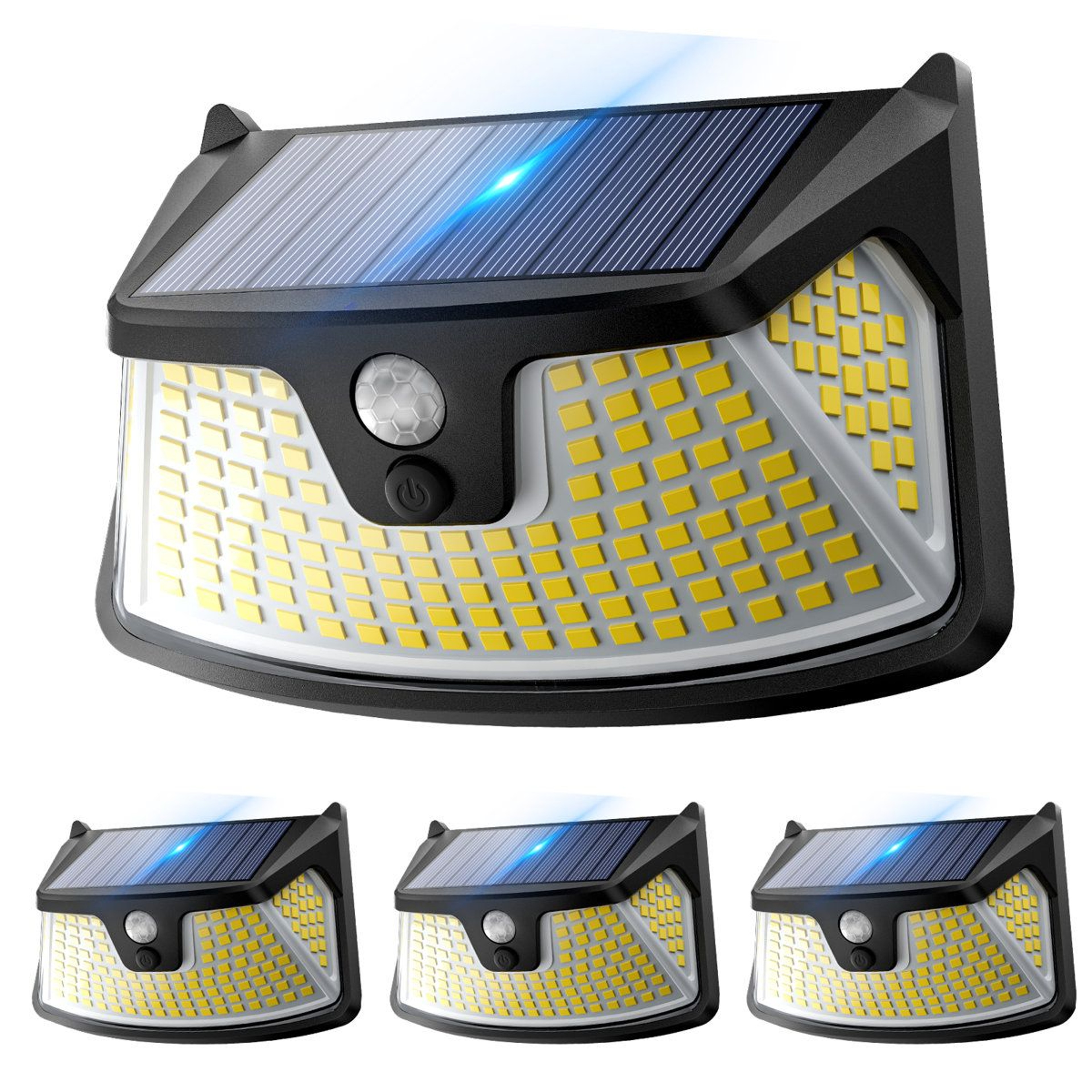 152 LED Solar Motion Sensor Outdoor Wall Lights 850 Lumen Waterproof Security Lights Set Of 4 2