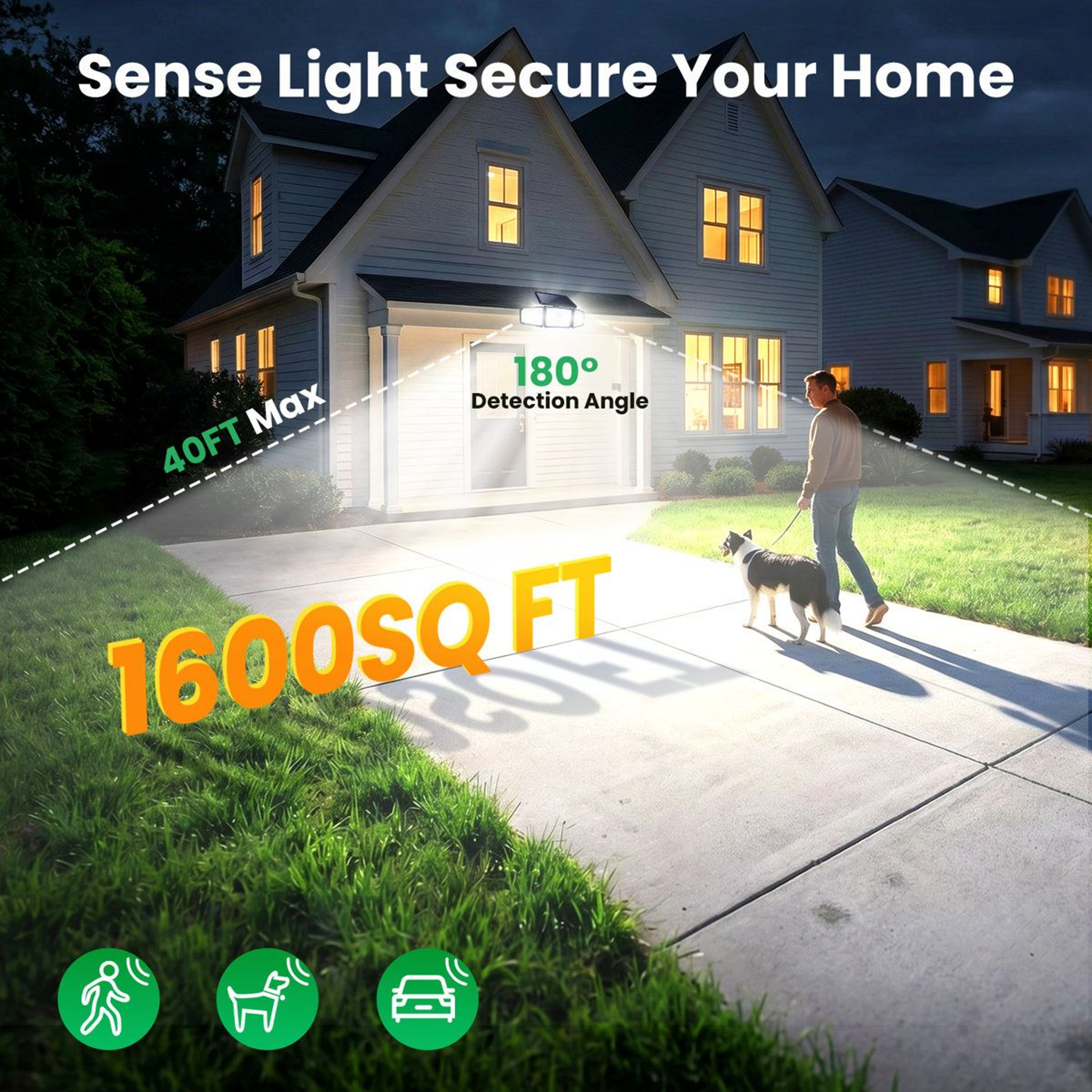 210 LED Solar Motion Sensor Outdoor Security Lights 3 Head Wide Angle Waterproof Set Of 2 1