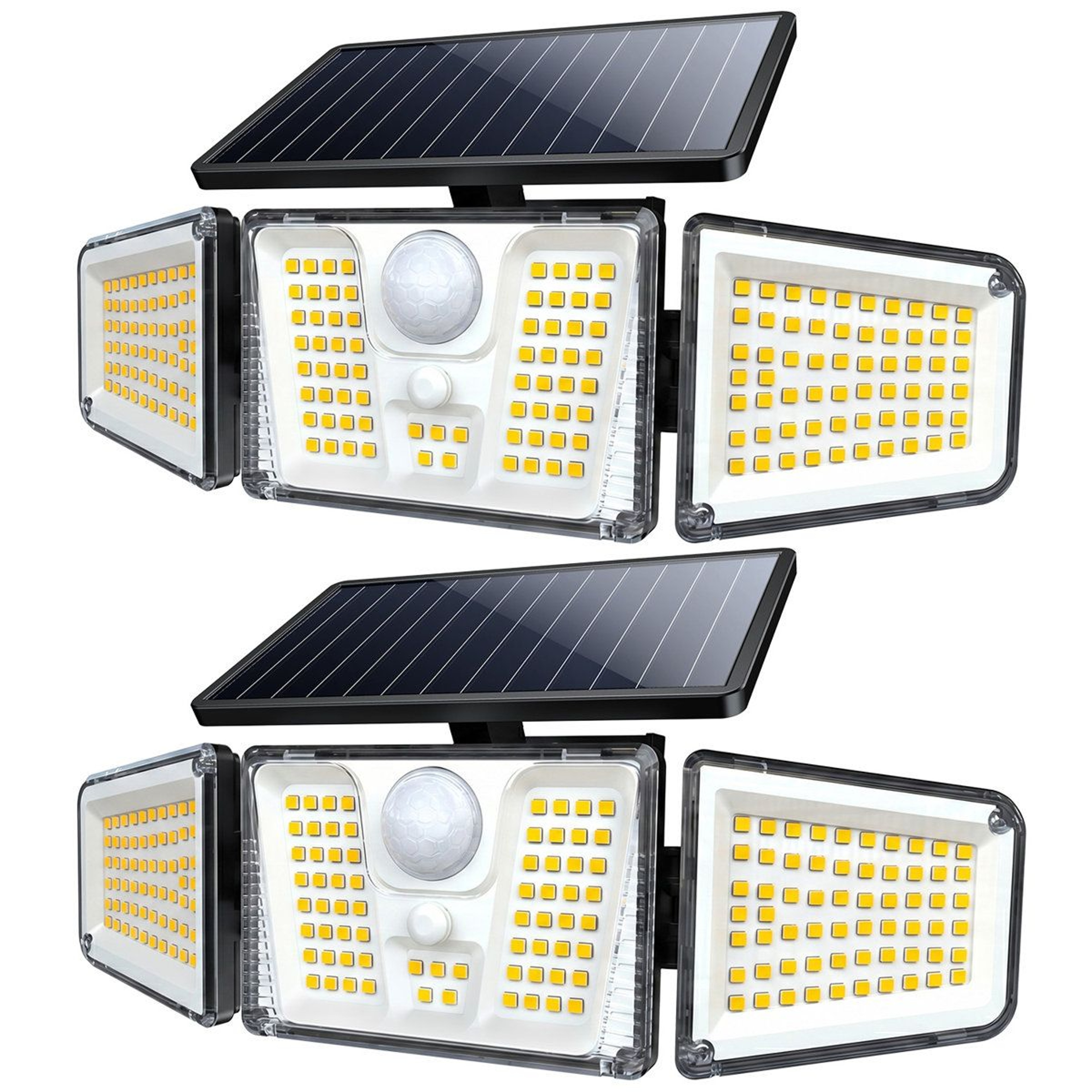210 LED Solar Motion Sensor Outdoor Security Lights 3 Head Wide Angle Waterproof Set Of 2 0