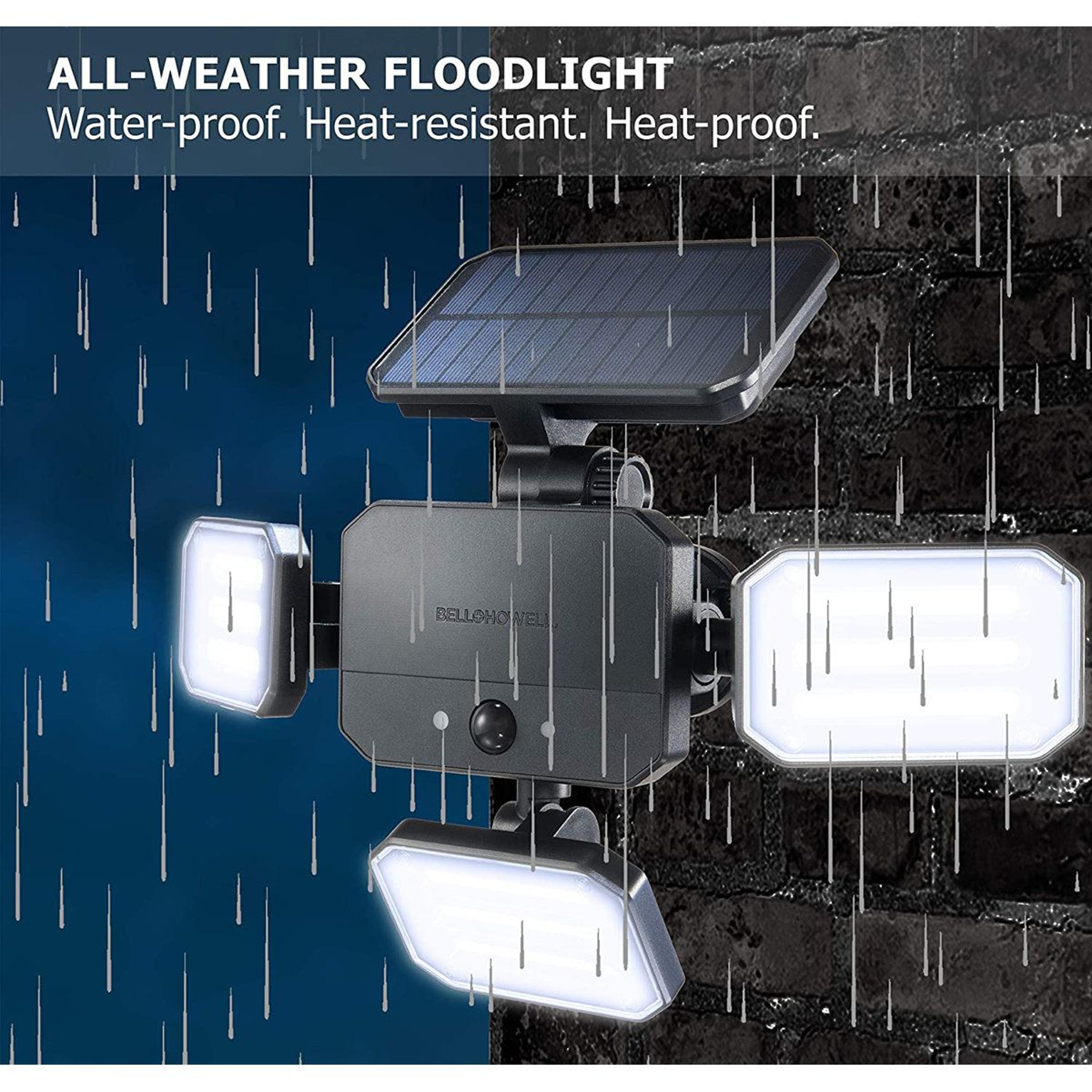 Solar Motion Sensor Floodlight With Remote Control Adjustable LED Panels And Wide Coverage 3