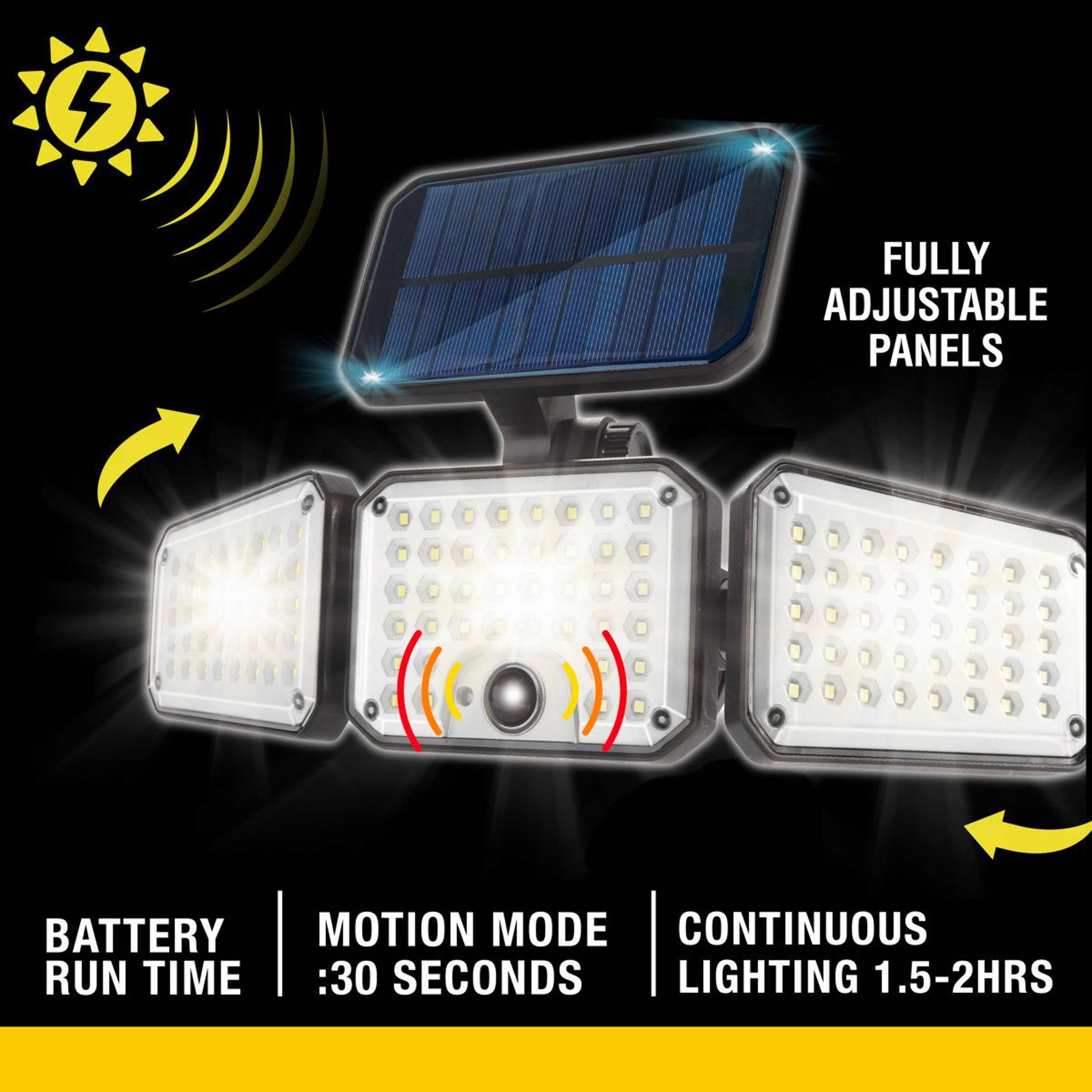 Solar Motion Sensor Floodlight With Adjustable LED Panels And Weather Resistant Outdoor Security Li 4