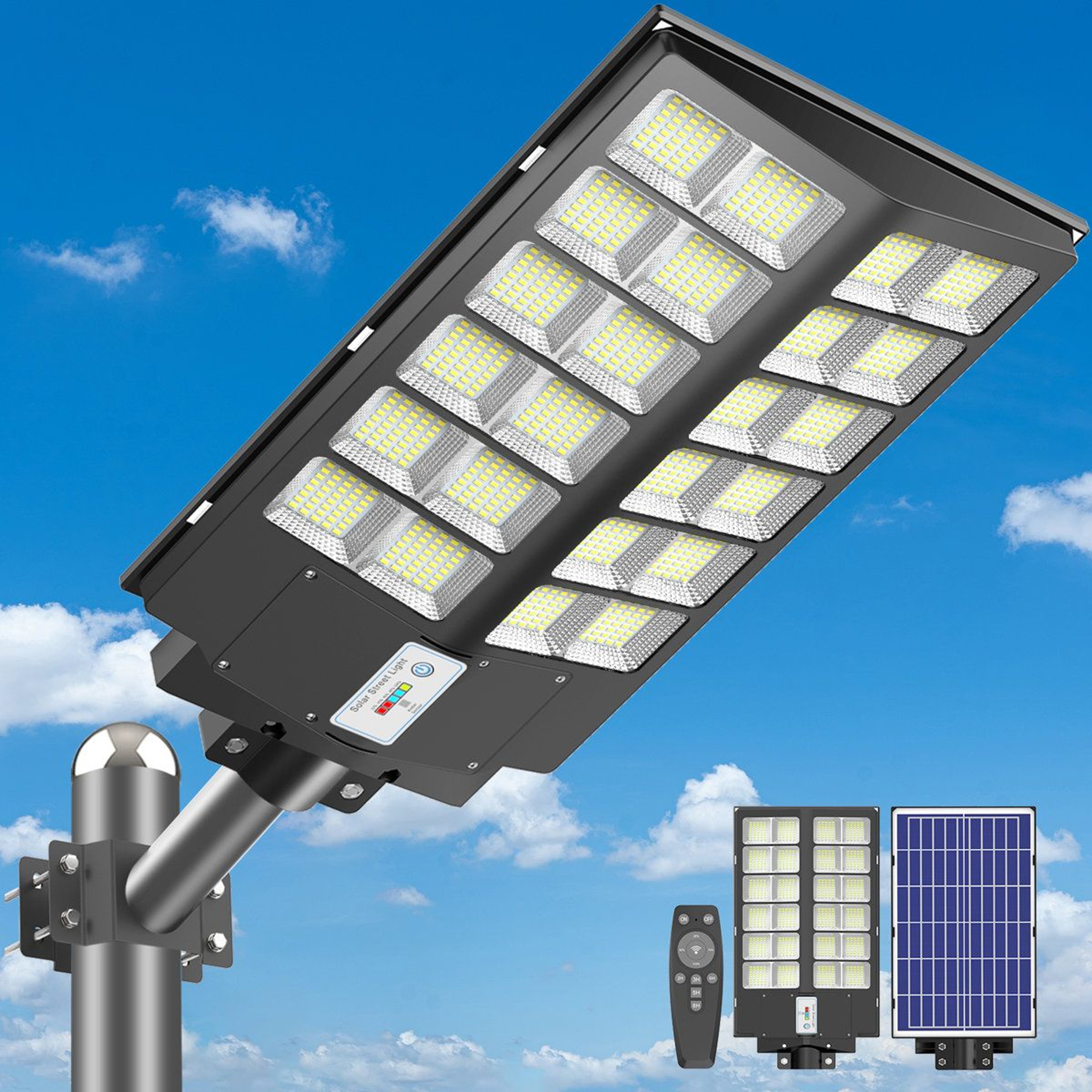3200W Solar Street Light 240000LM Dusk To Dawn Motion Sensor Outdoor Light 0