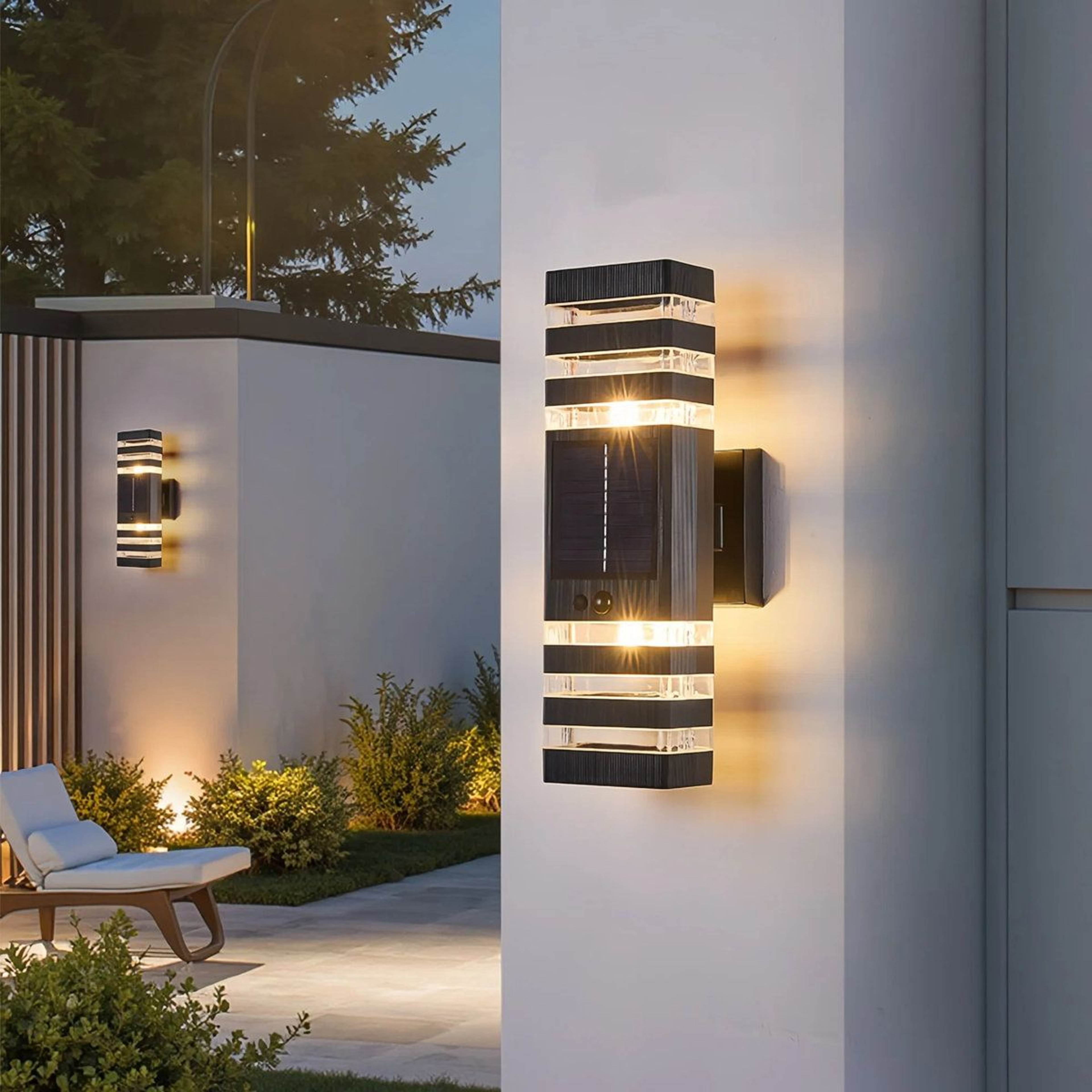 Solar Motion Sensor Outdoor Wall Lights 2 Pack Dusk To Dawn Sconces 4