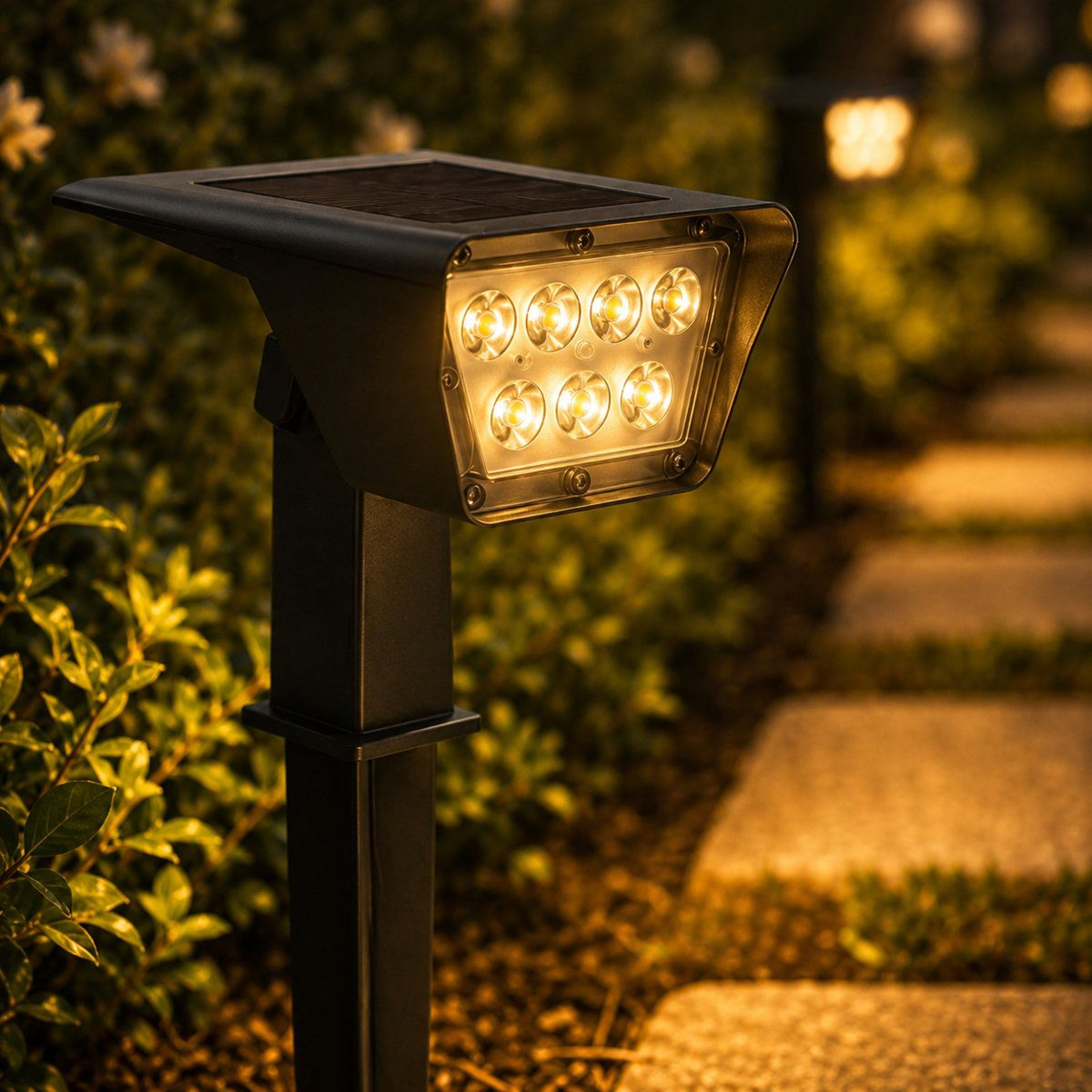 300 Lumen Adjustable Solar Landscape Spotlights Dusk To Dawn Outdoor Lights Set Of 2 2