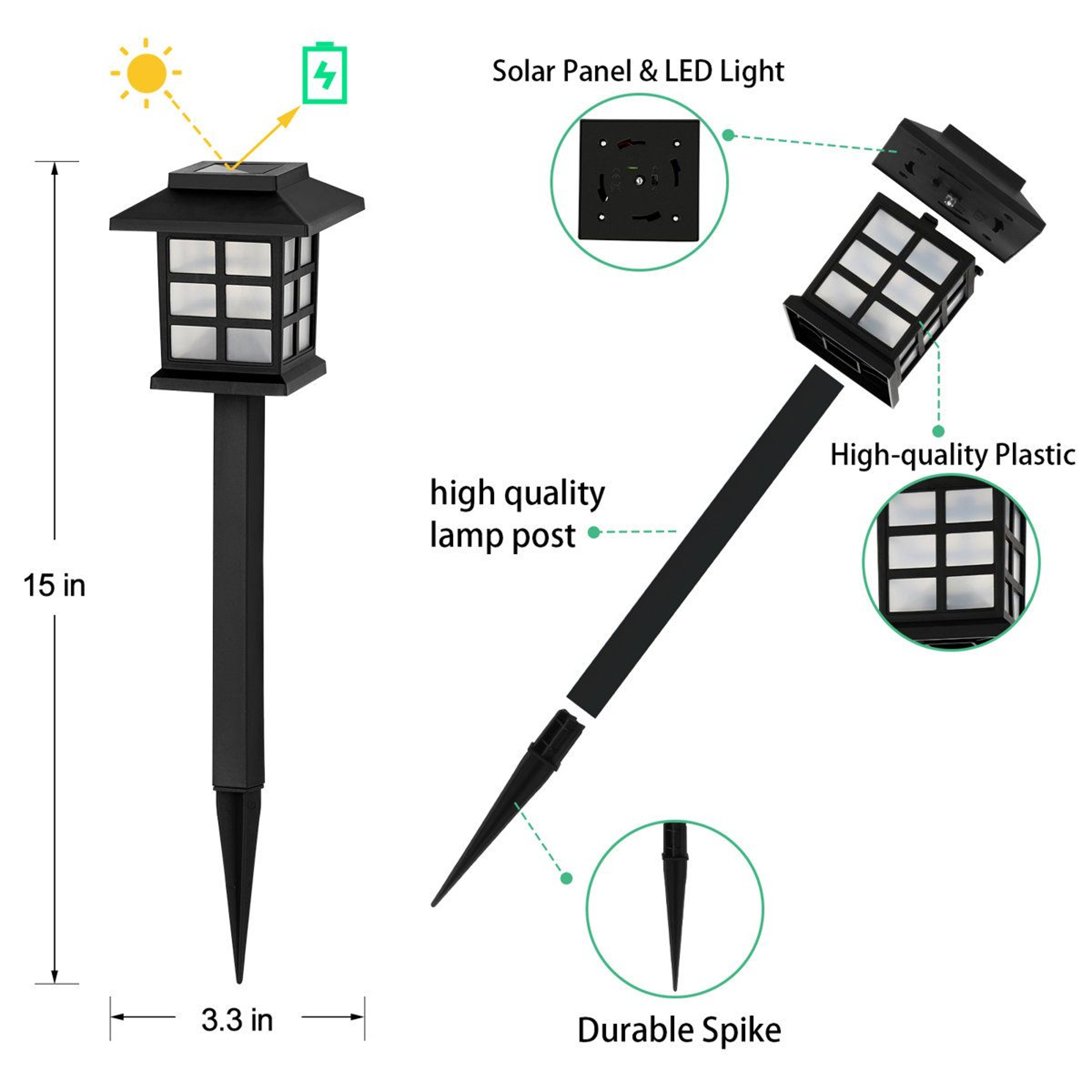 Color Changing Solar Pathway Lights 16 Pack Waterproof Outdoor Garden Stake Lights 3