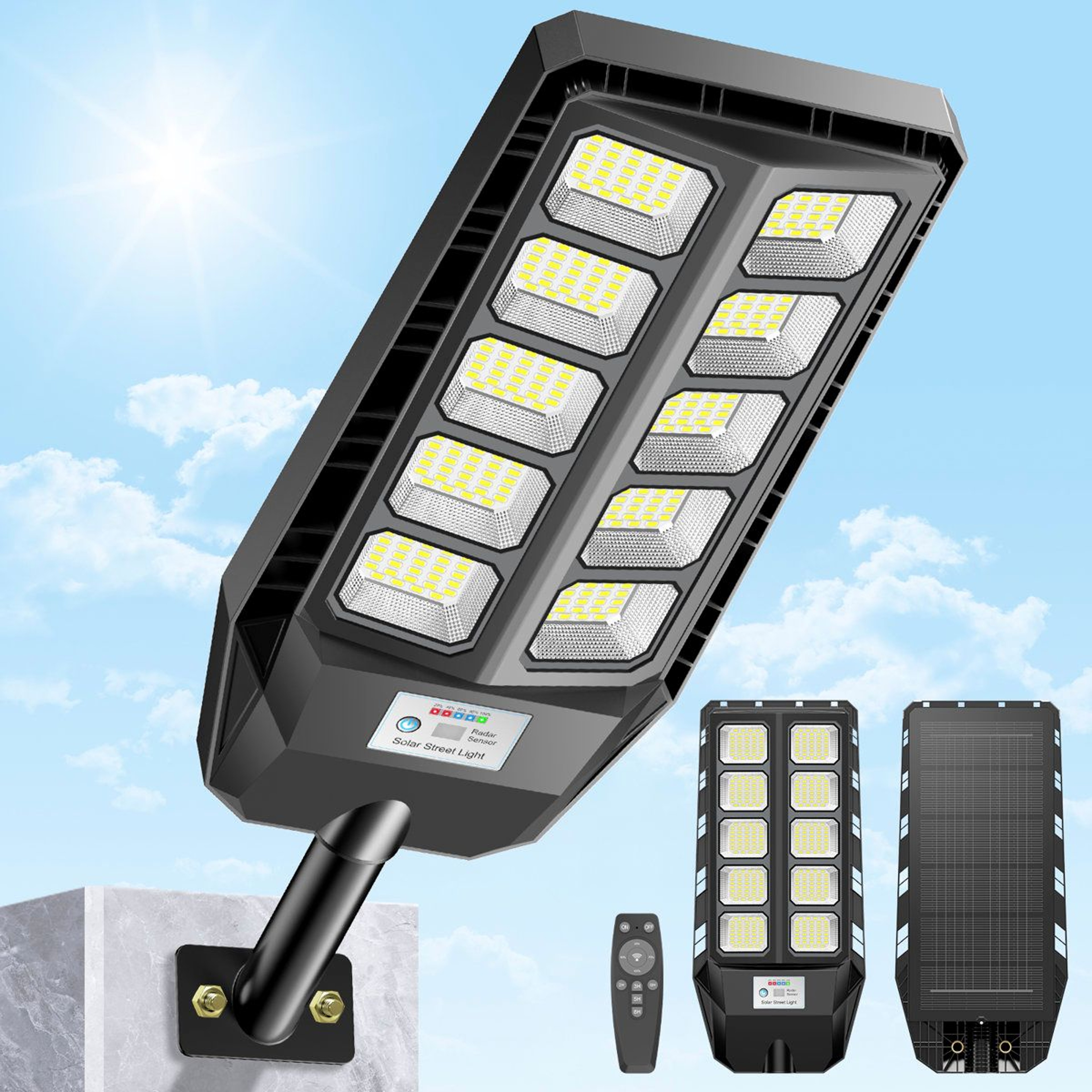 Solar Street Light Motion Sensor Security Flood Light With Remote Control 0