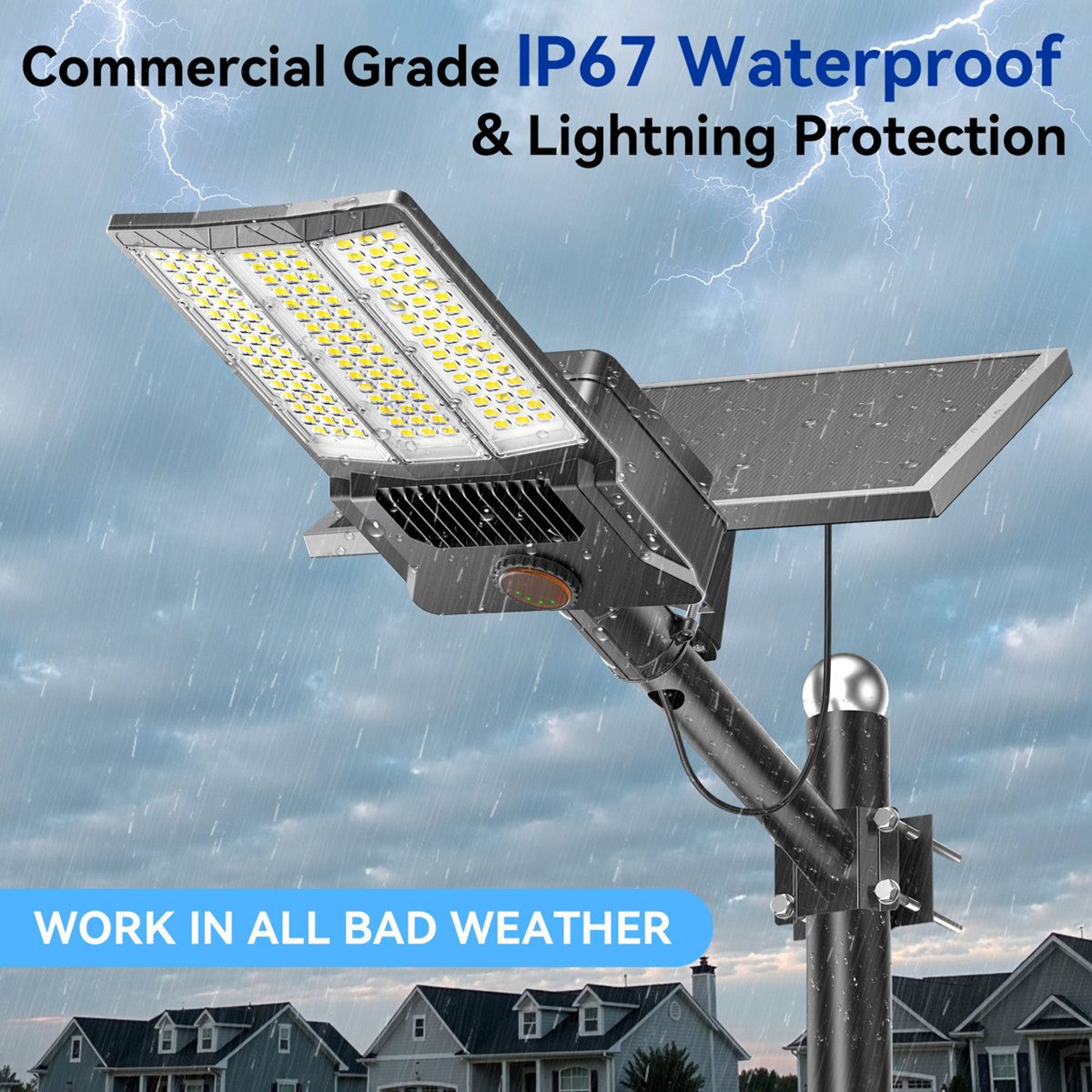 8000W Solar Street Light With Motion Sensor Dusk To Dawn Commercial Outdoor Lighting 5