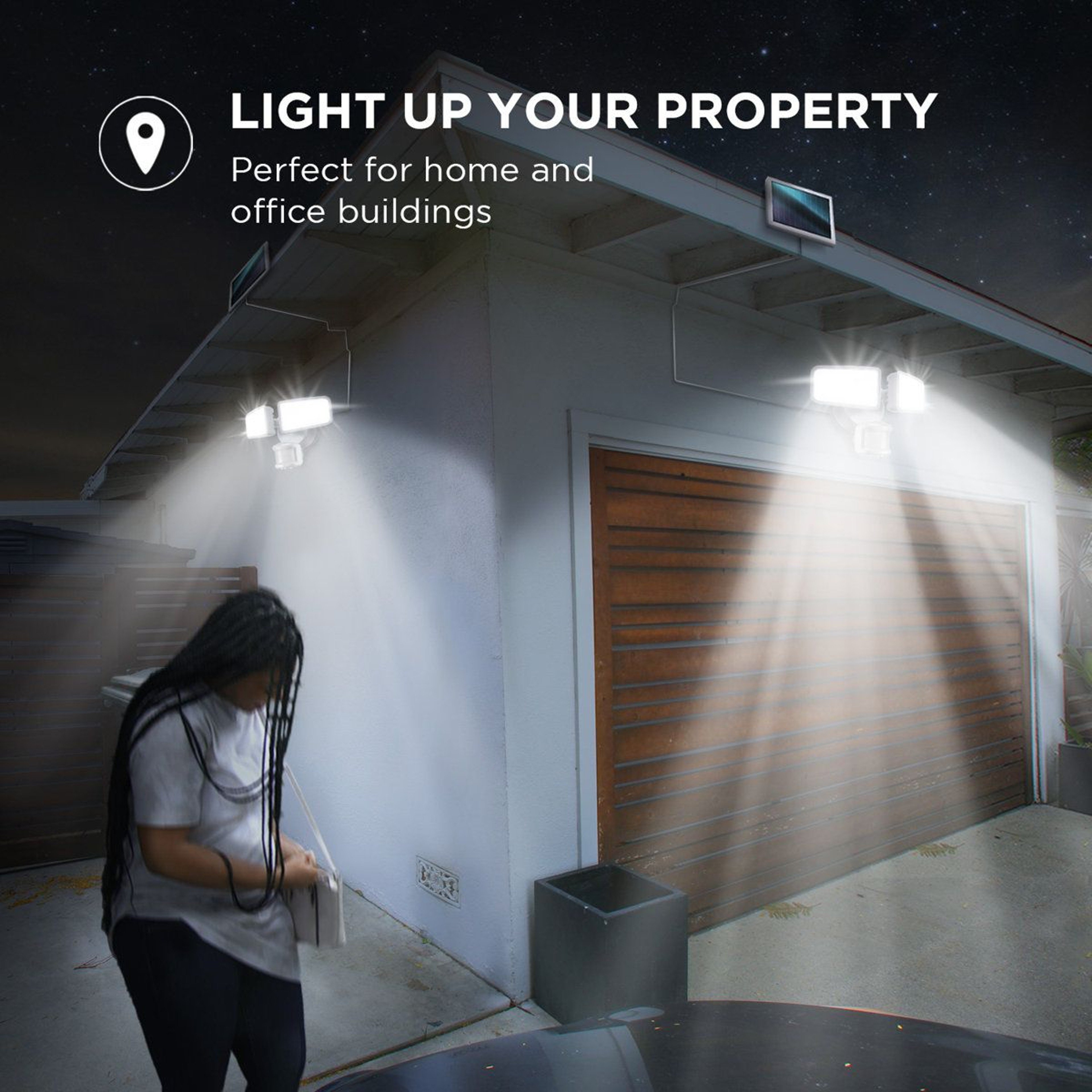1500 Lumen Solar Motion Sensor Flood Lights Outdoor Security Lights 2 Pack 4