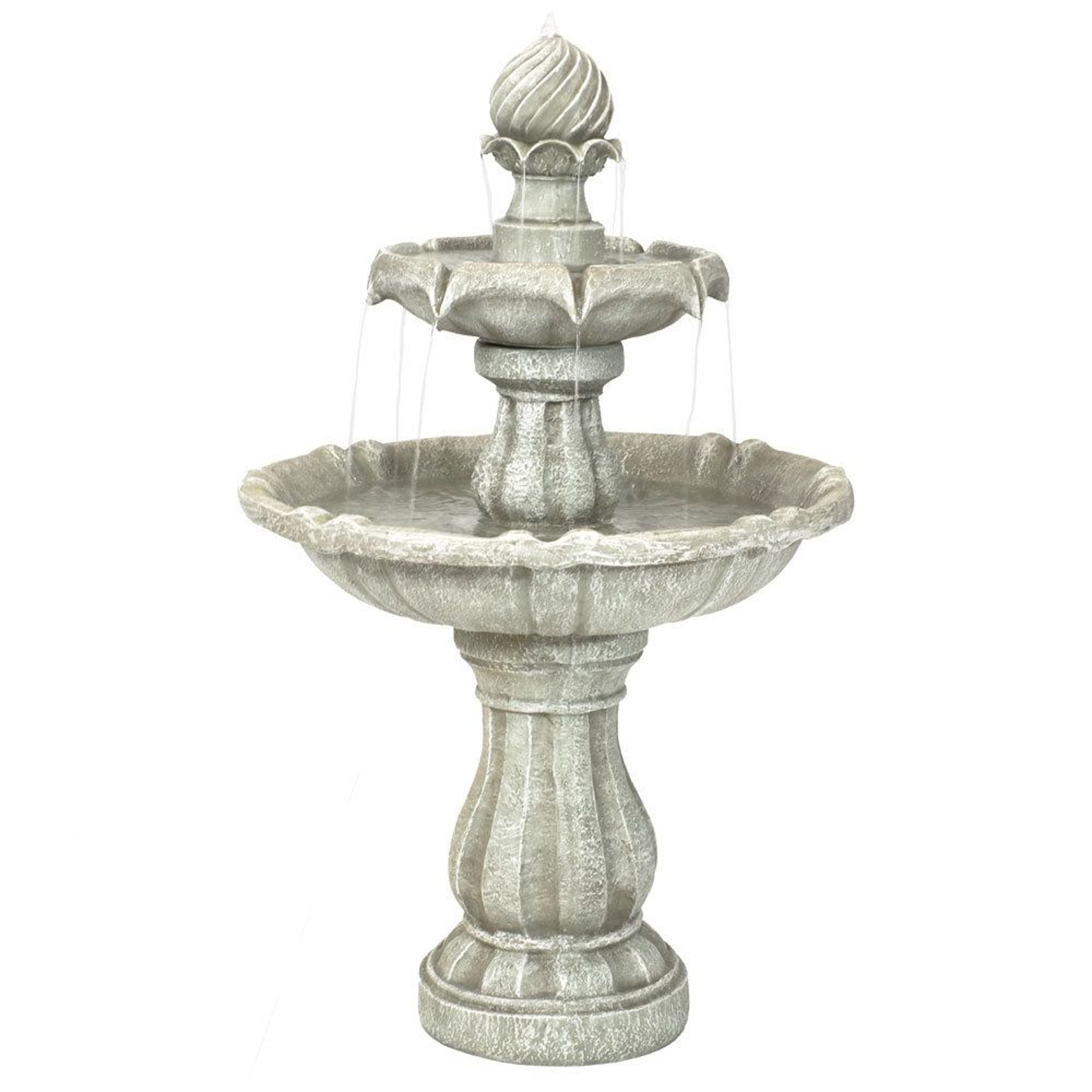 Traditional 2 Tier Solar Water Fountain With Battery Backup For Patio And Garden 0
