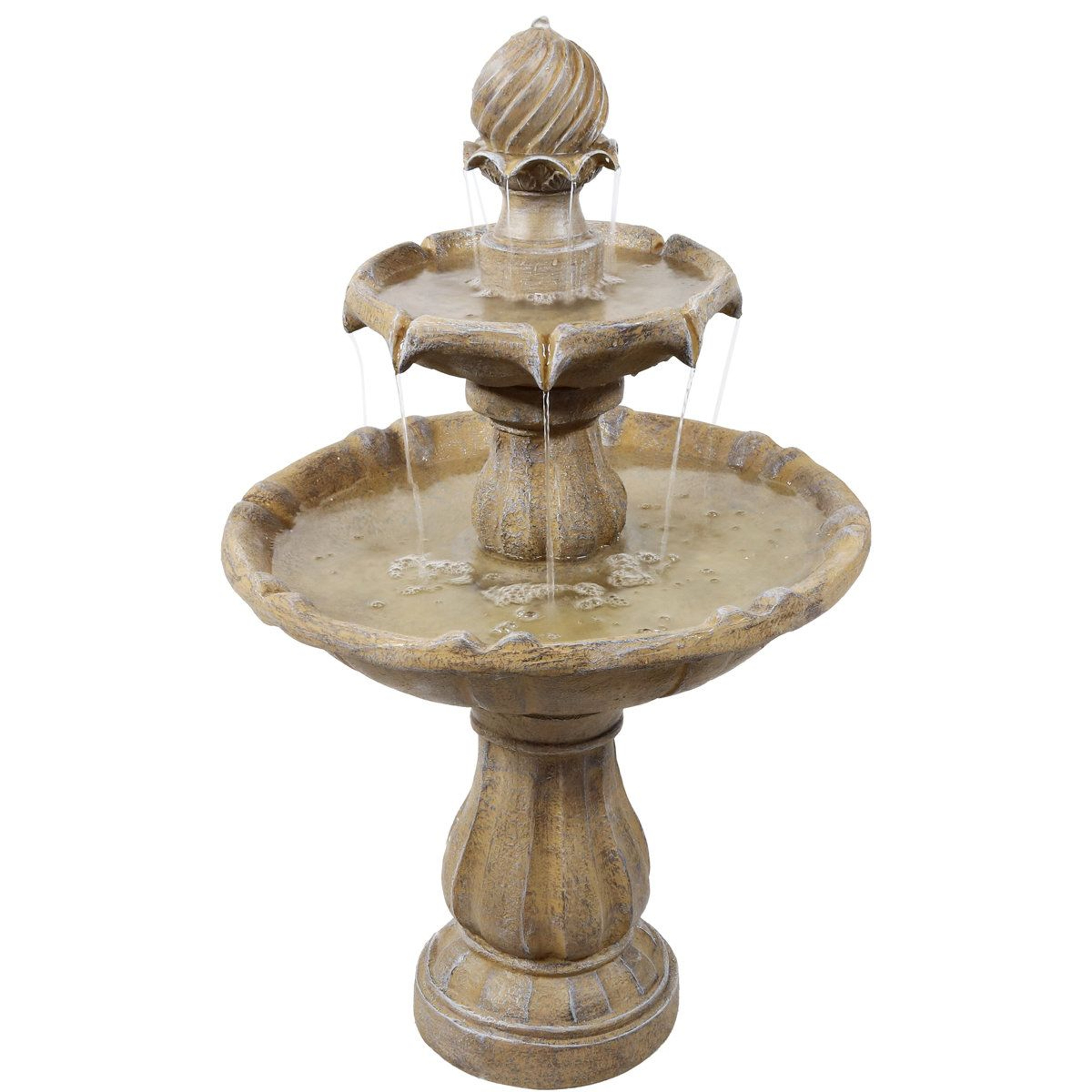 Traditional 2 Tier Solar Water Fountain With Battery Backup For Patio And Garden 12
