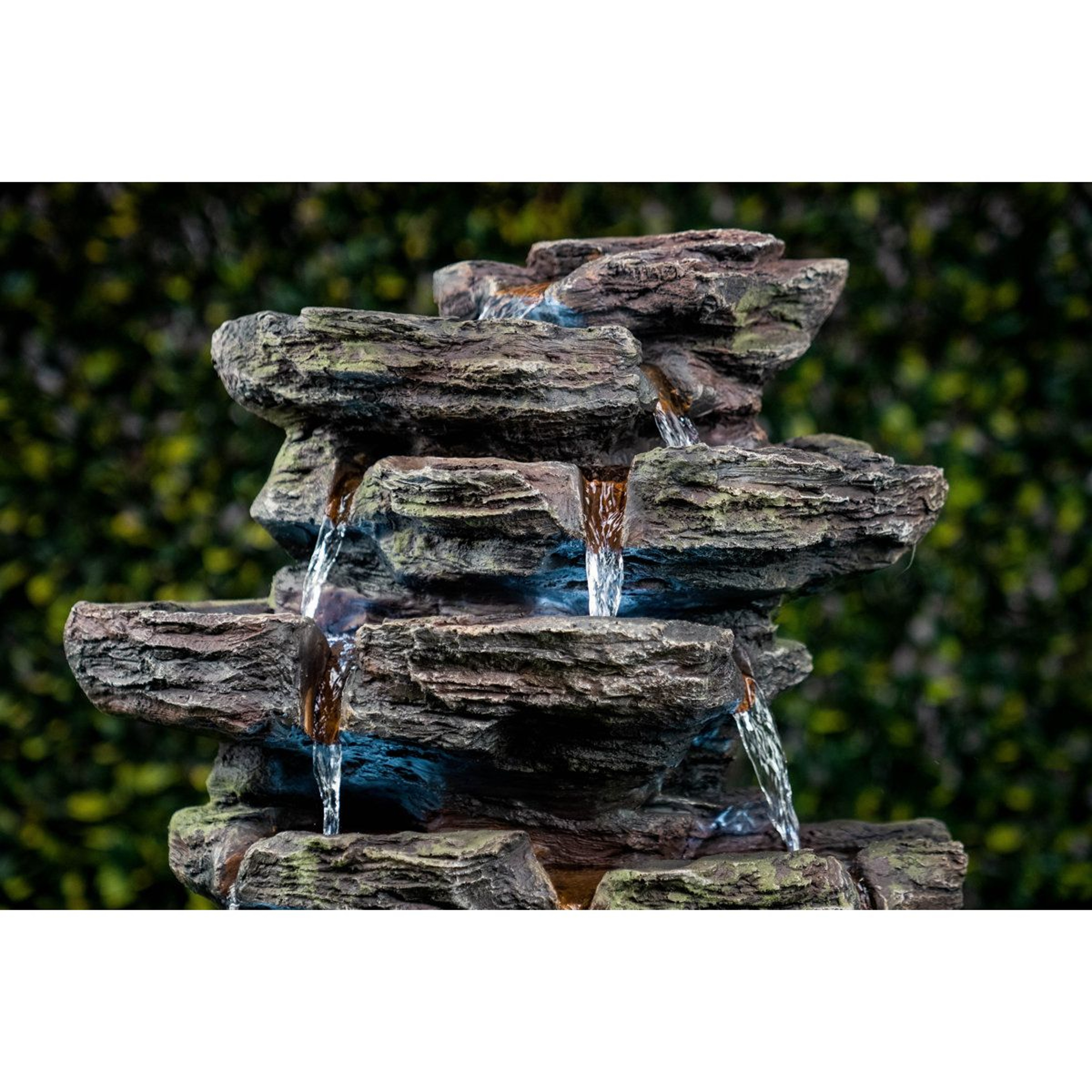 Multi Level Stone Water Fountain With LED Lights For Indoor Outdoor Garden Decor 4