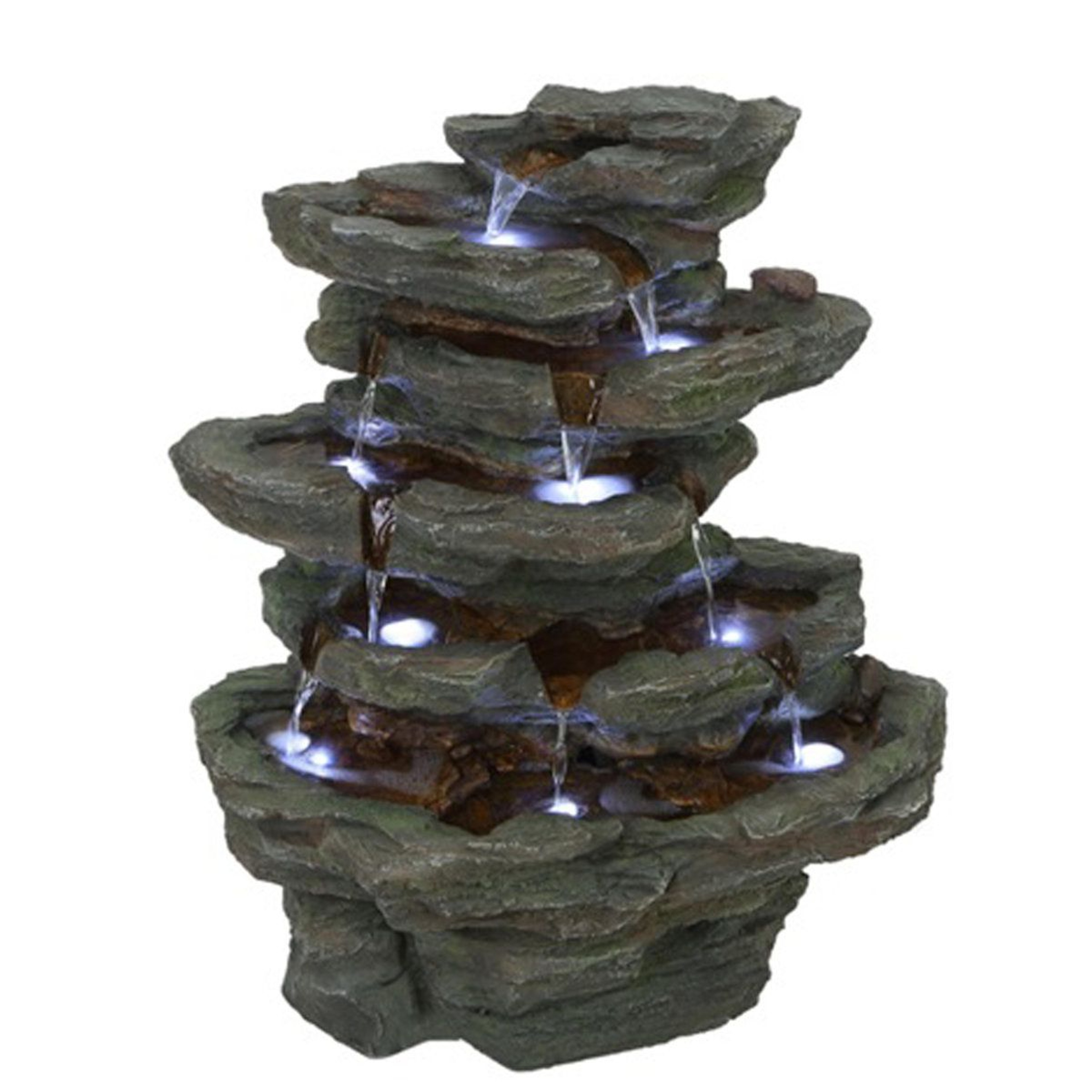 Multi Level Stone Water Fountain With LED Lights For Indoor Outdoor Garden Decor 0