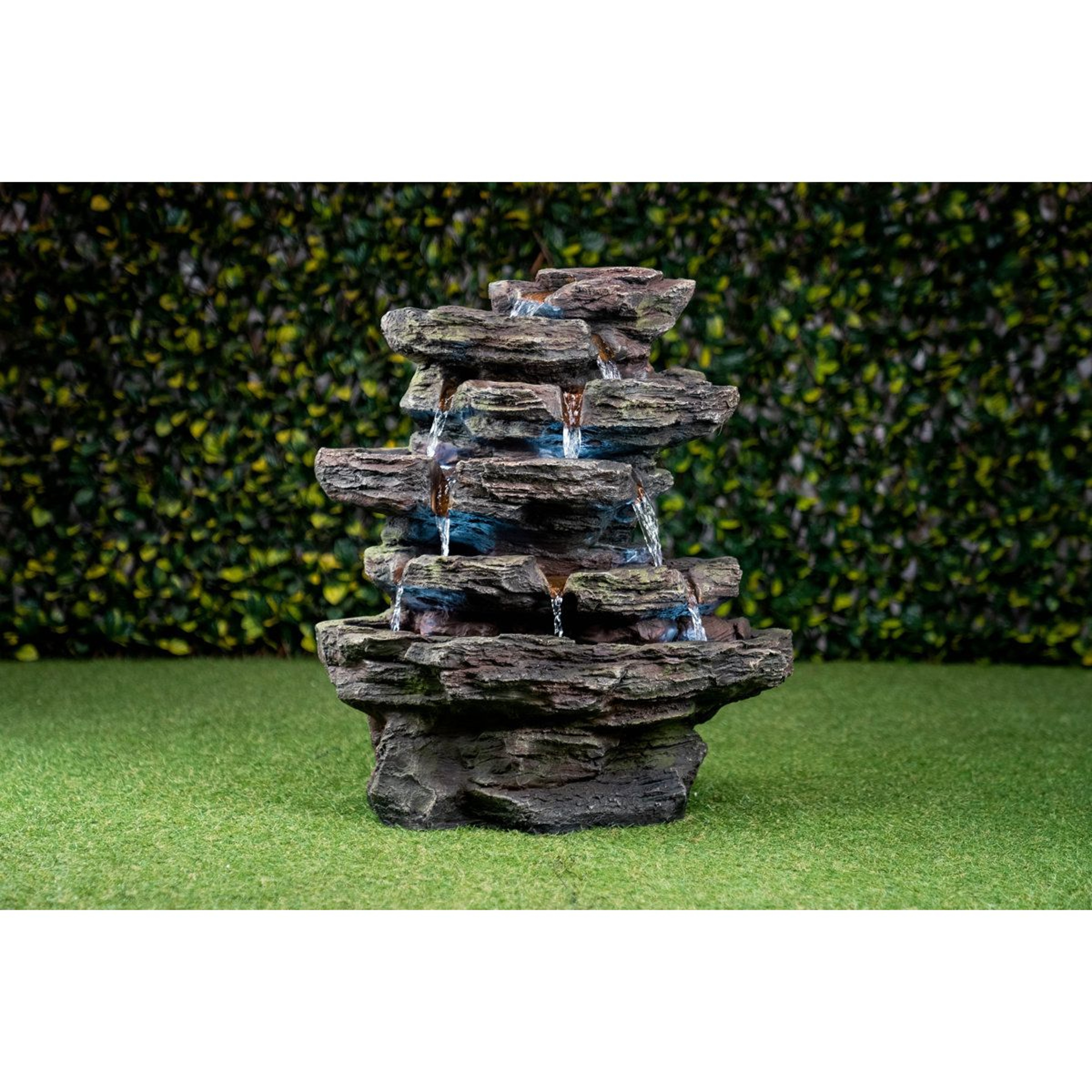 Multi Level Stone Water Fountain With LED Lights For Indoor Outdoor Garden Decor 5