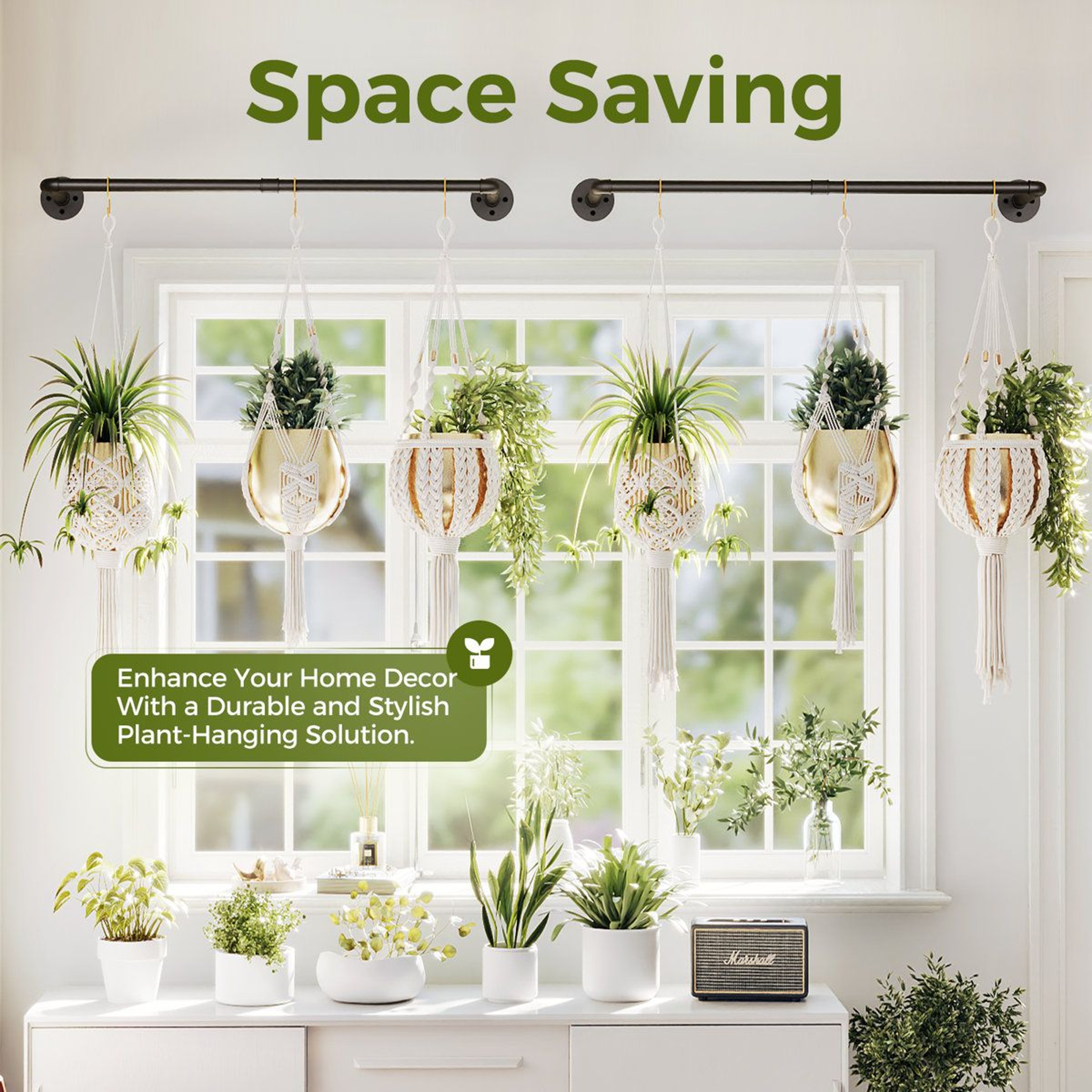 70 Inch Indoor Plant Rod Hanger Set Of 2 For Hanging Planters Wall Ceiling And Window 4