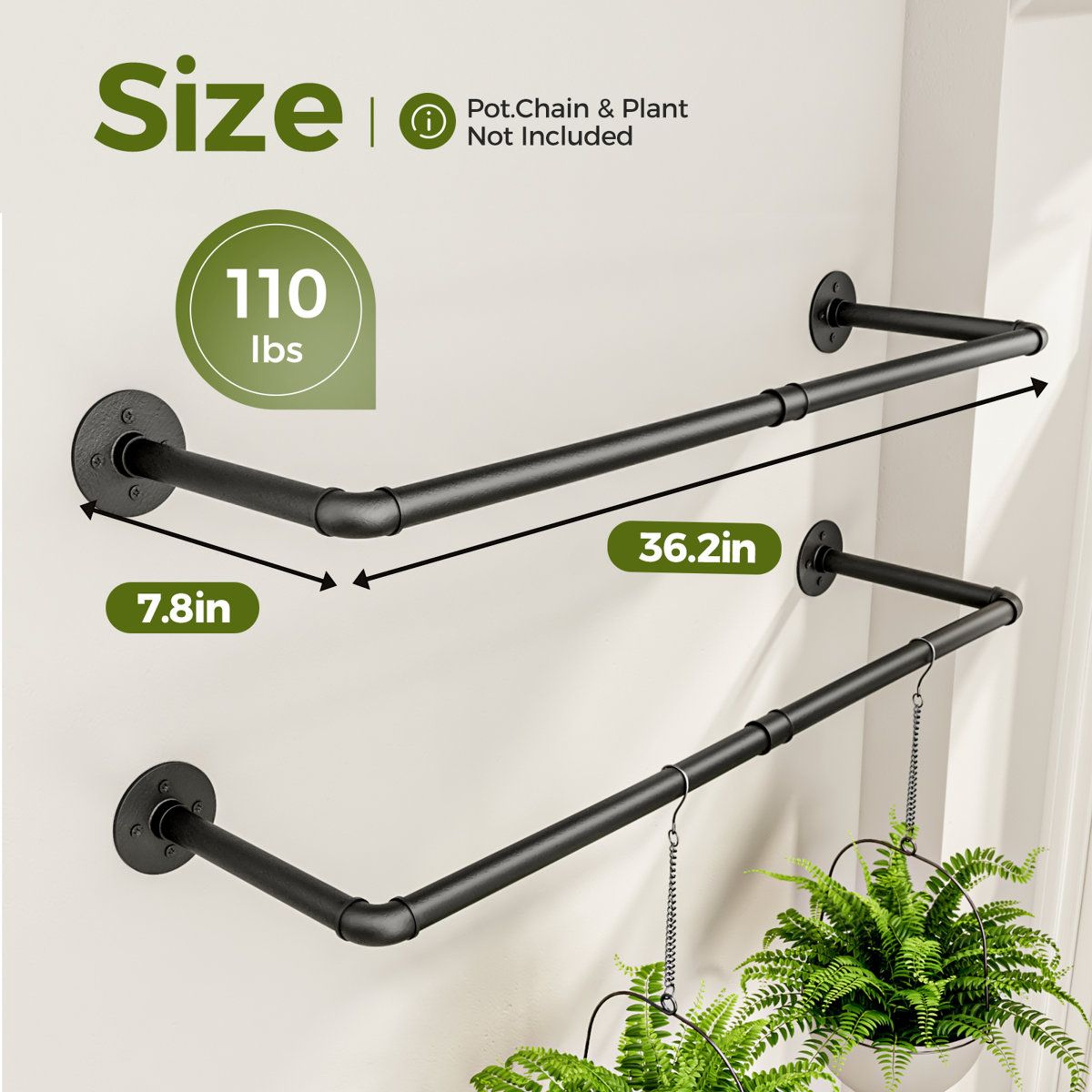 70 Inch Indoor Plant Rod Hanger Set Of 2 For Hanging Planters Wall Ceiling And Window 6