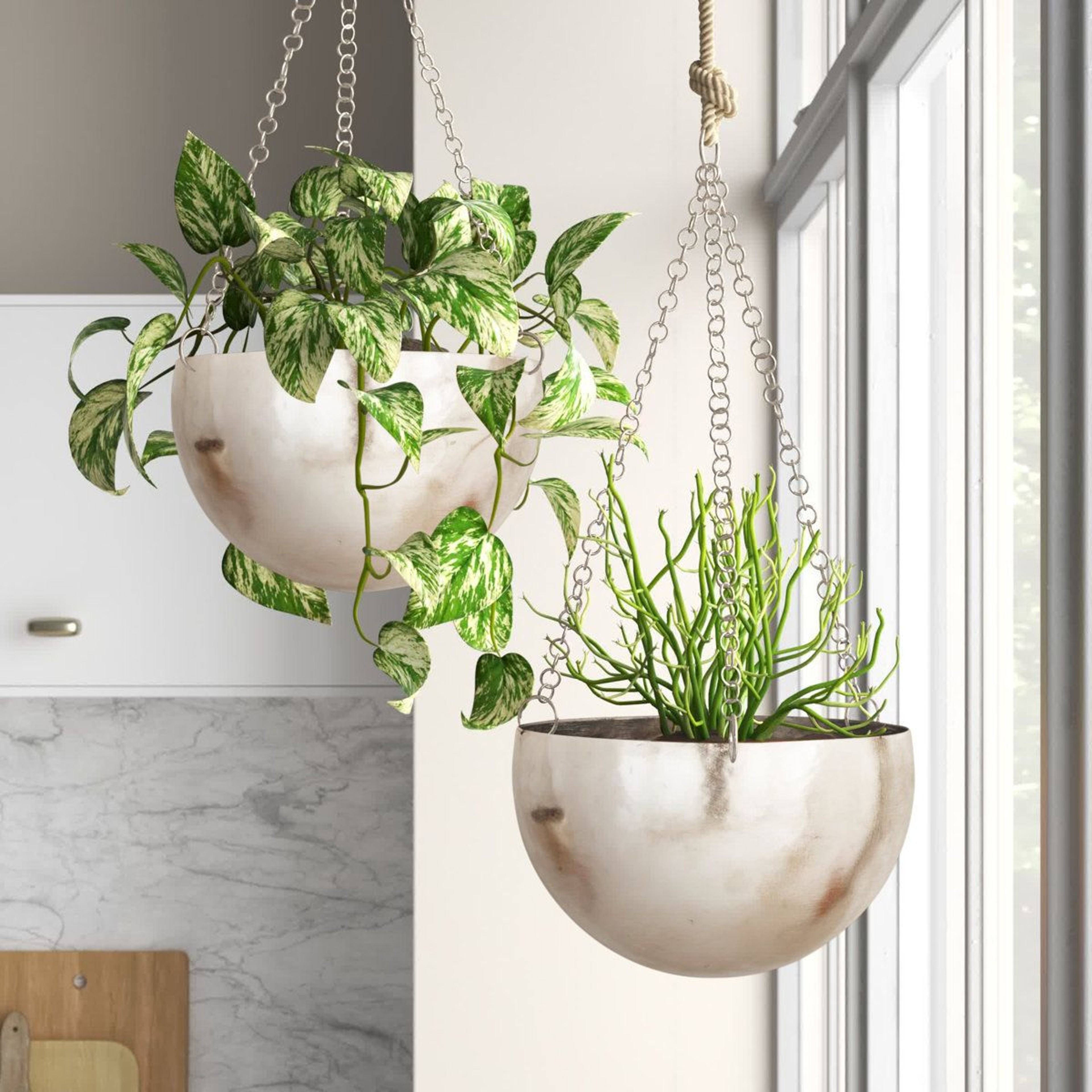 Elegant Iron Hanging Wall Planter Set Modern Hanging Plant Pots For Indoor Outdoor Decor 9