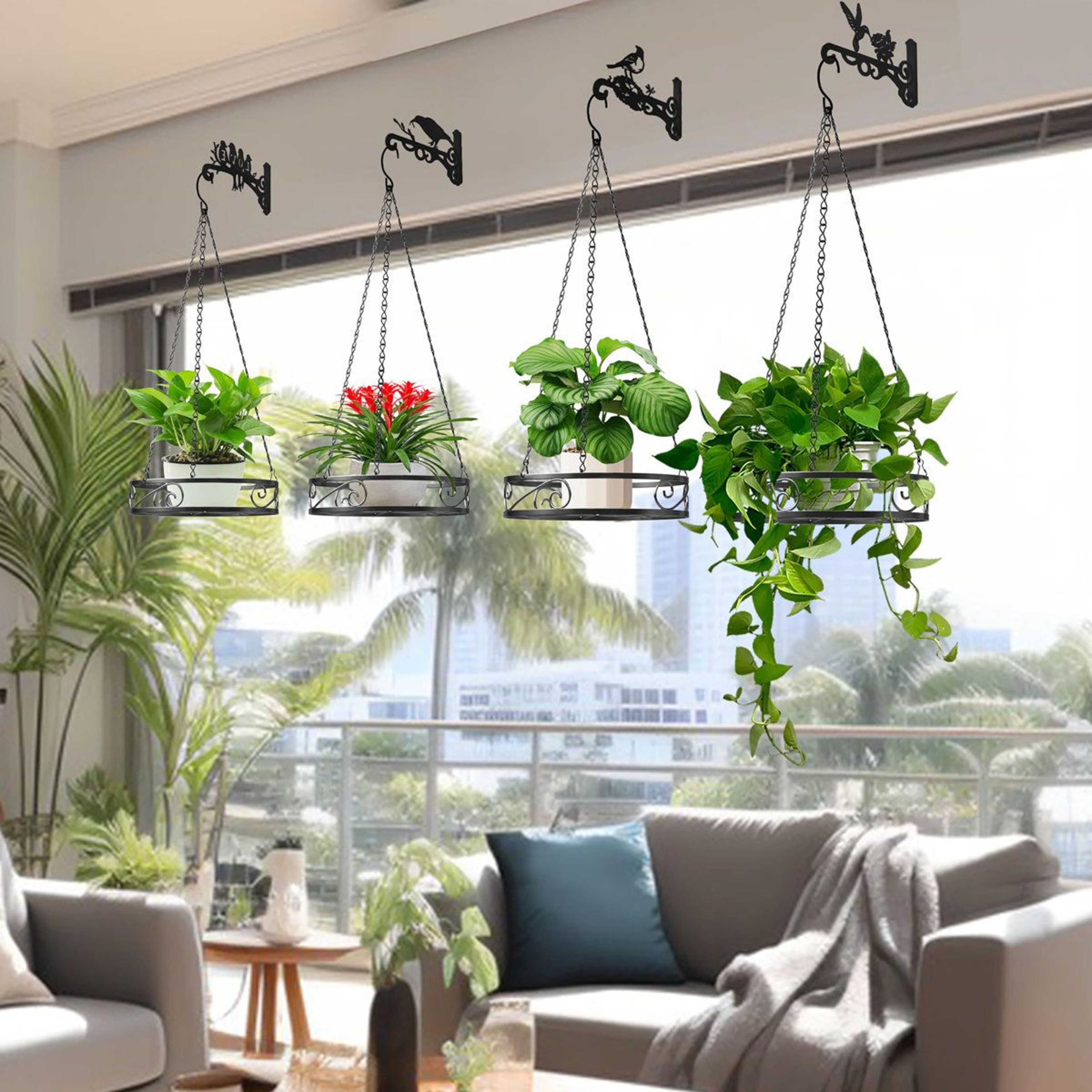 4 Pack Indoor Hanging Planter Metal Plant Hanger With Chains And Hooks 7