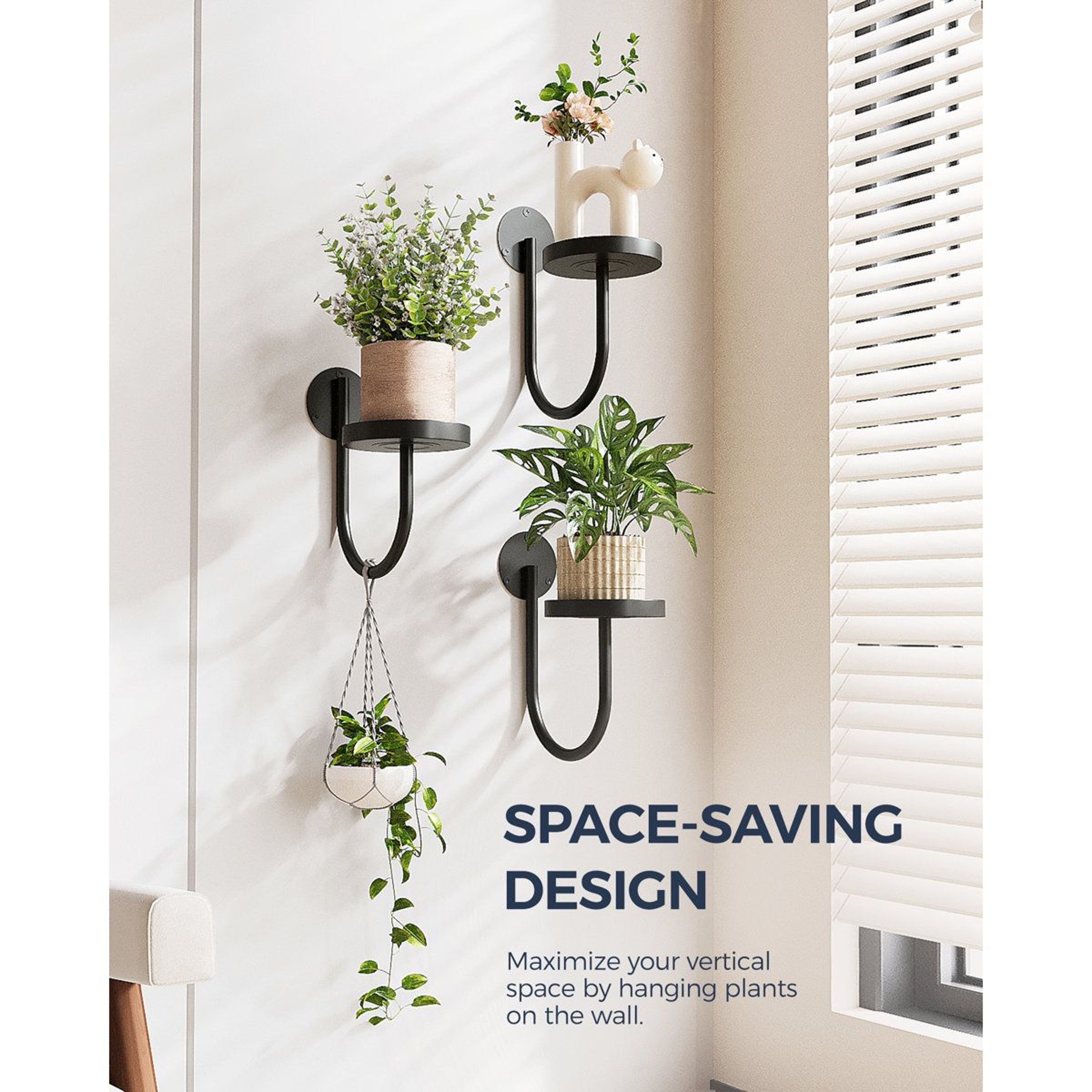 Black 3 Pack Wall Hanging Planters For Indoor Decor 2