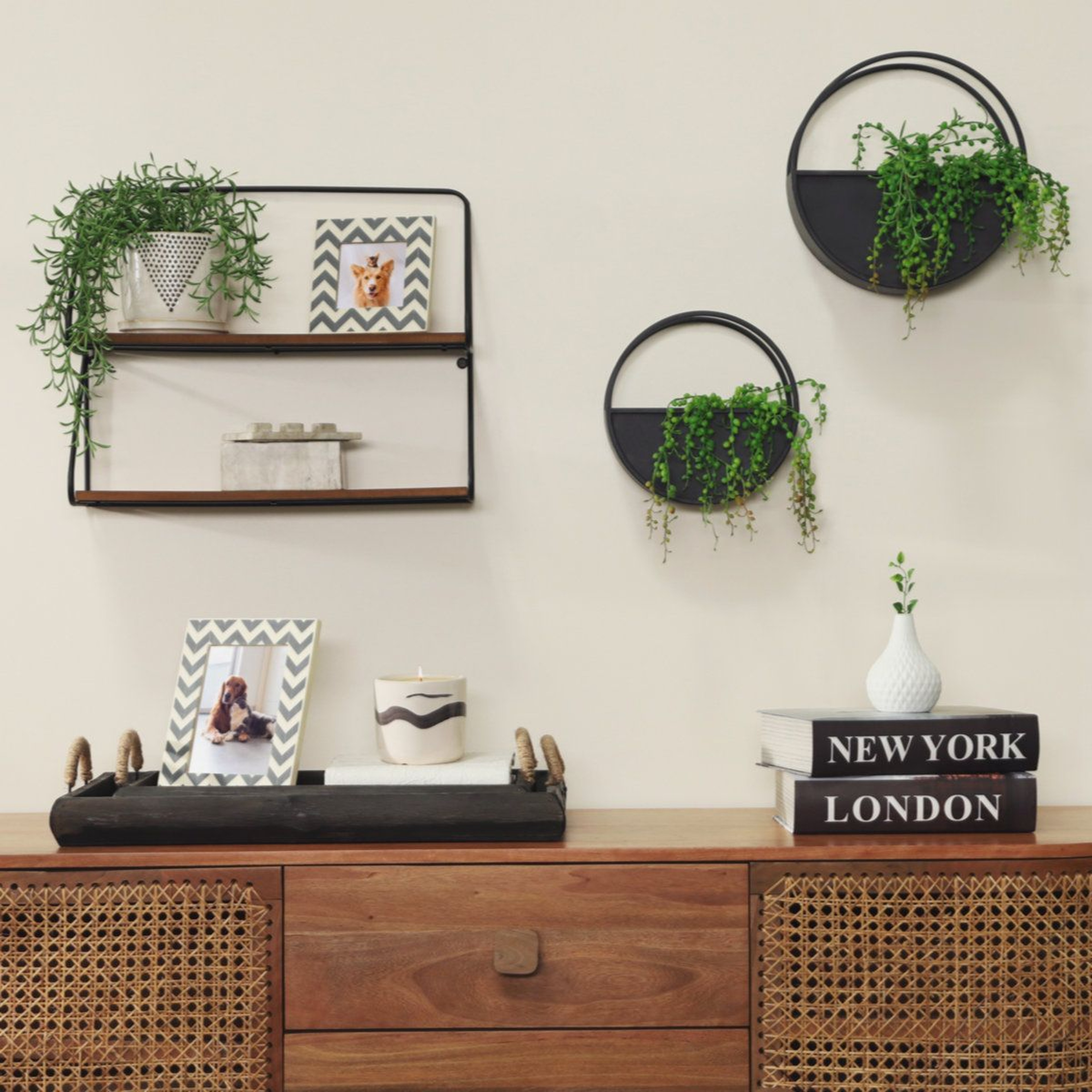 Metal Wall Planter Set Of 2 Black Iron Hanging Planters 2