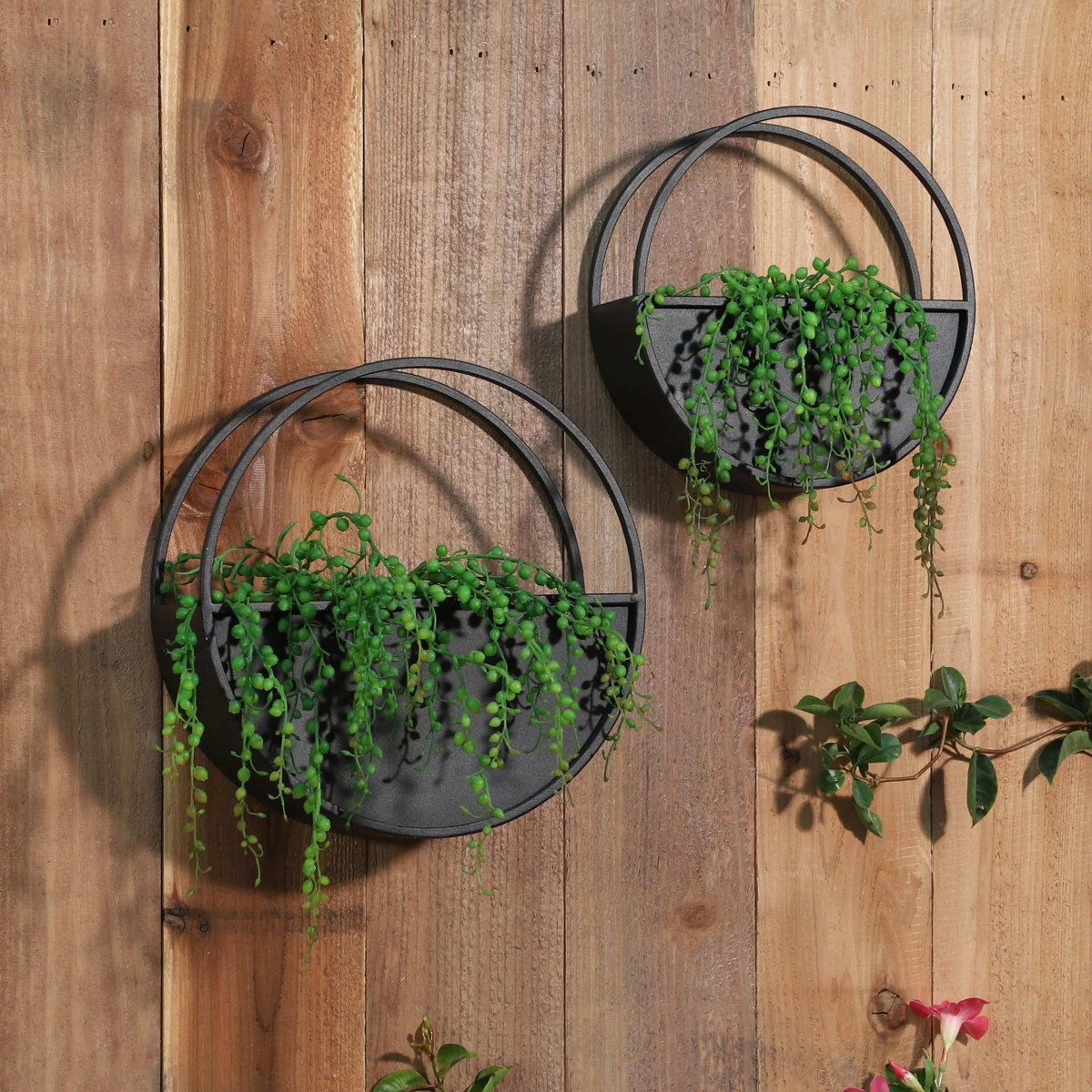 Metal Wall Planter Set Of 2 Black Iron Hanging Planters 9