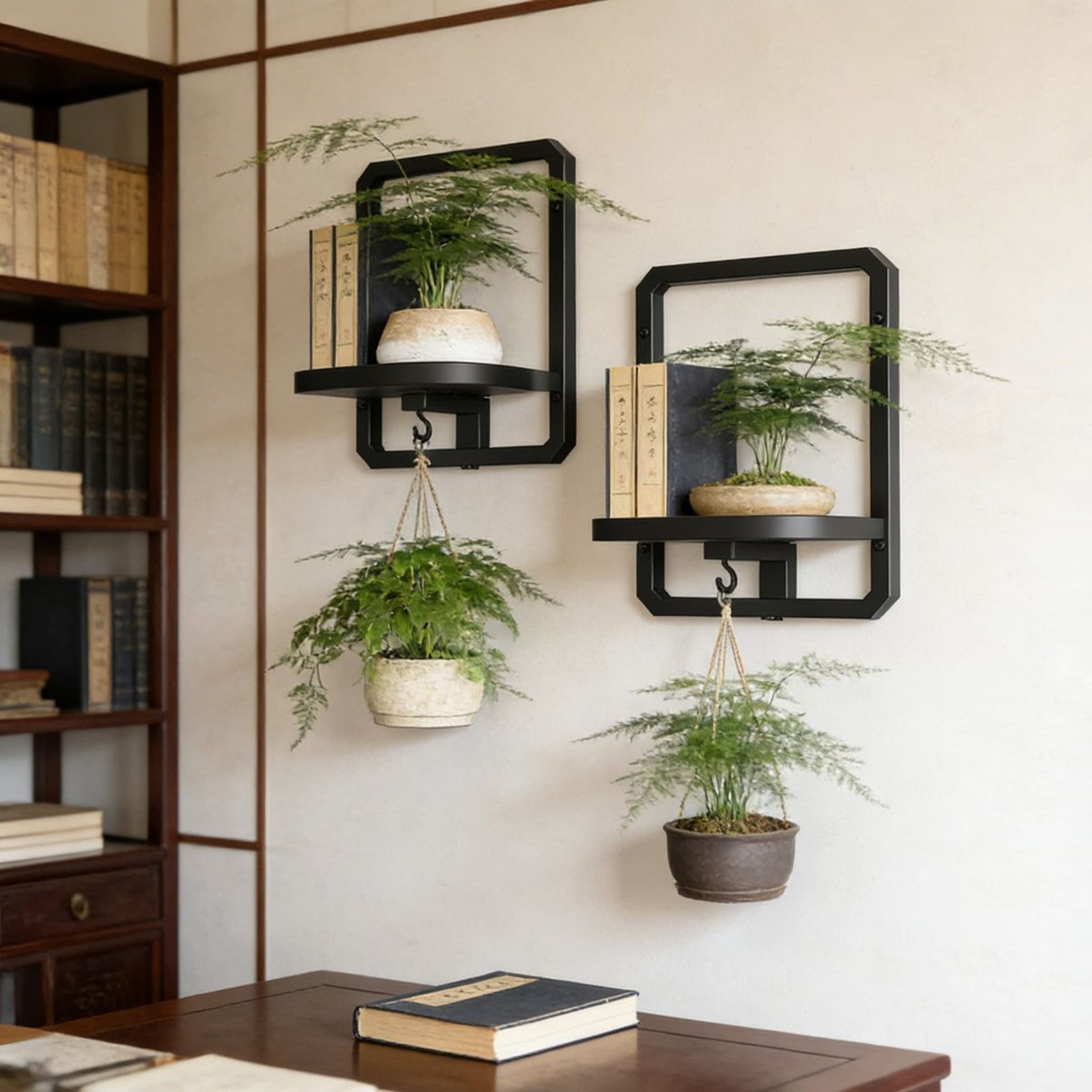 Heavy Duty Wall Mounted Plant Shelf With Indoor Plant Hanger 2 Pack 4