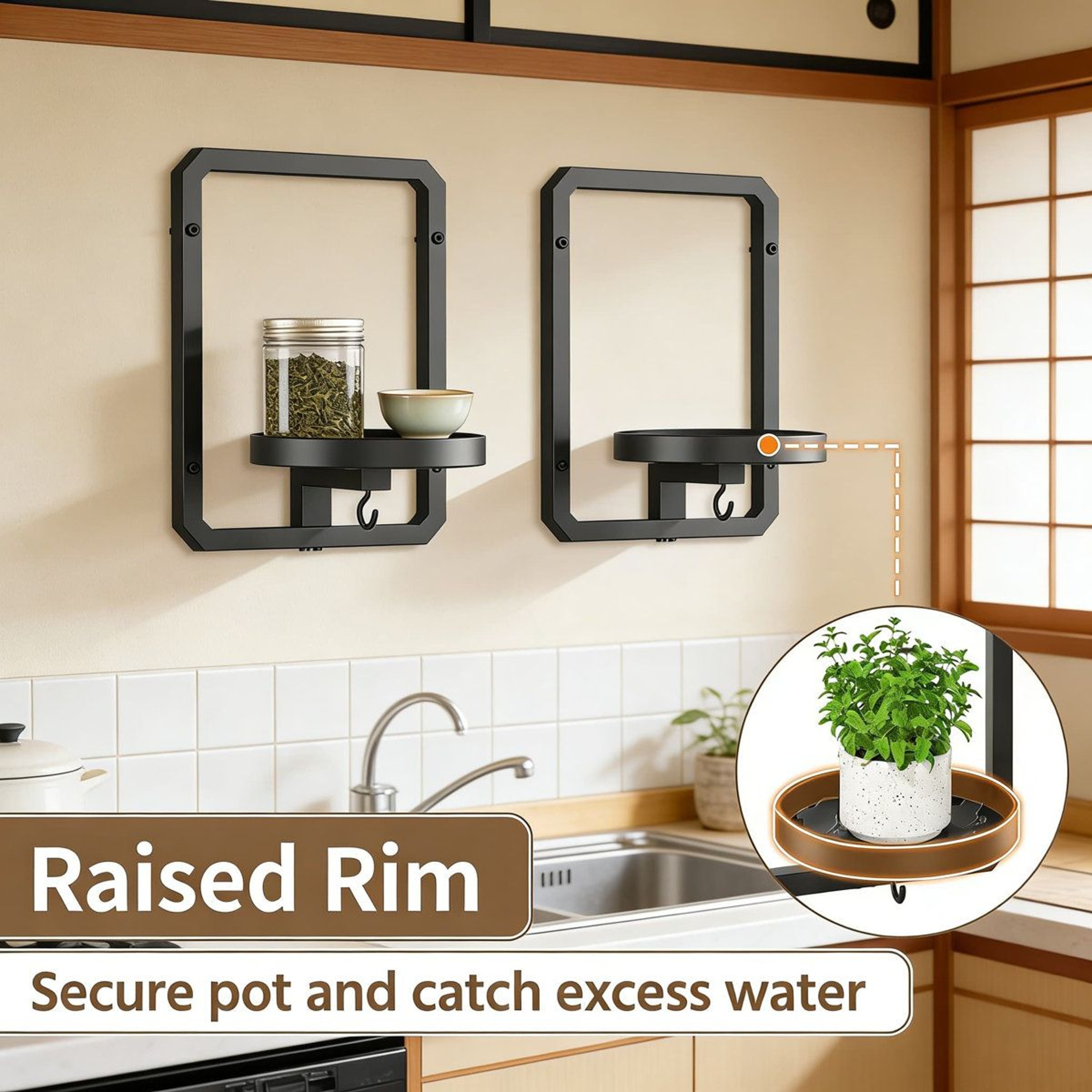 Heavy Duty Wall Mounted Plant Shelf With Indoor Plant Hanger 2 Pack 2