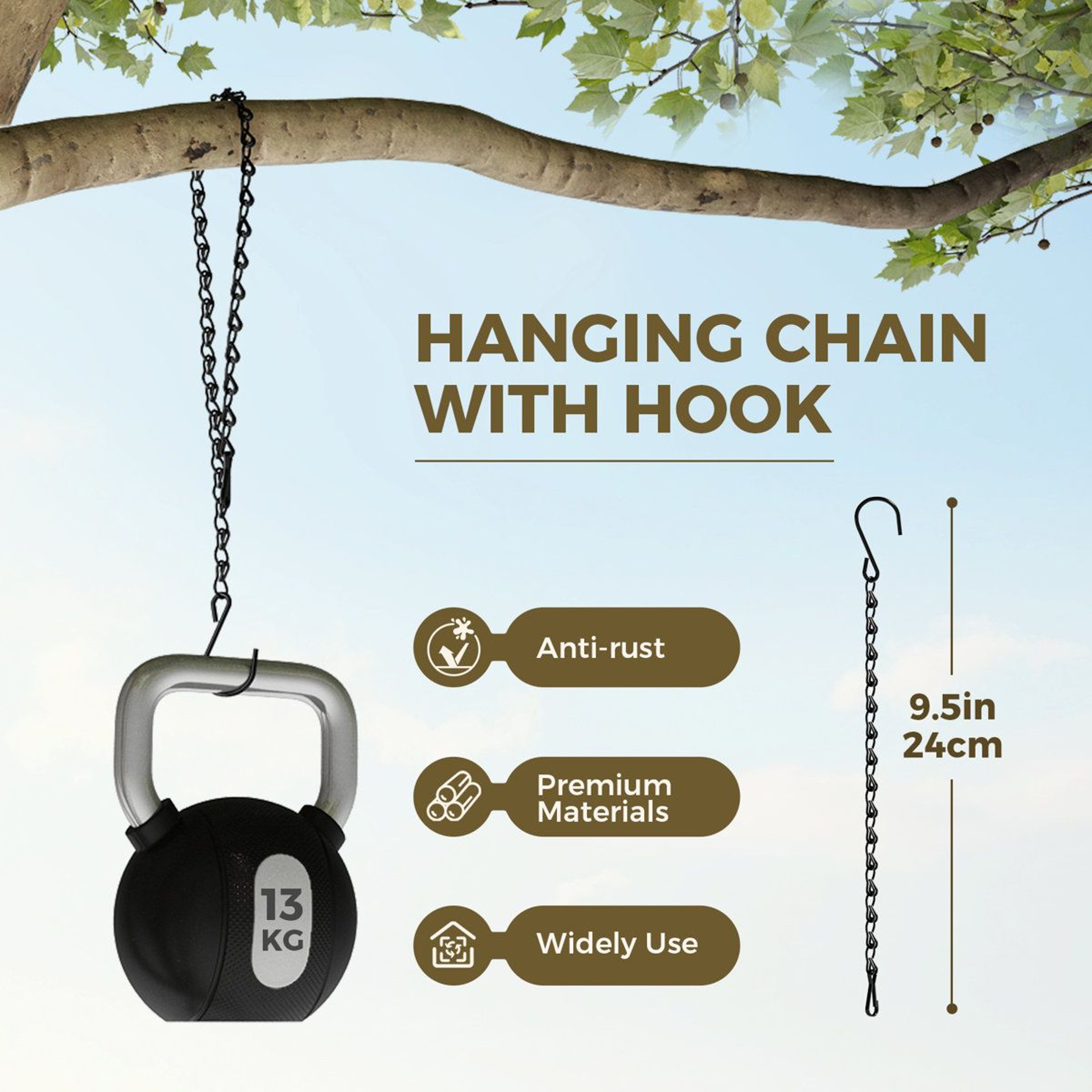 12 Pack Plant Hanger Chains With Ceiling Hooks For Indoor Outdoor Hanging Baskets 5