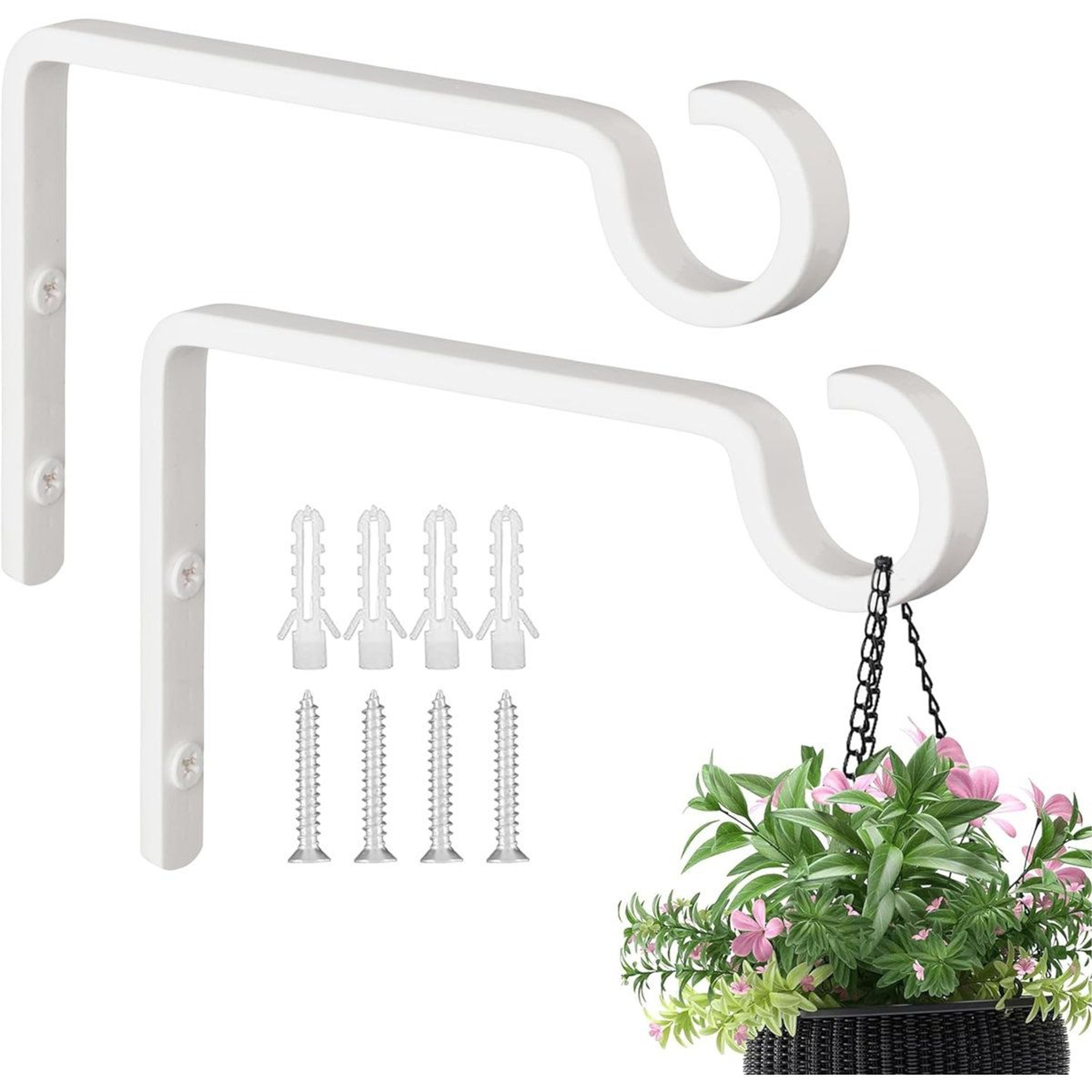 Wall Mount Plant Hook Heavy Duty Metal Hanging Planter Bracket Set Of 2 4
