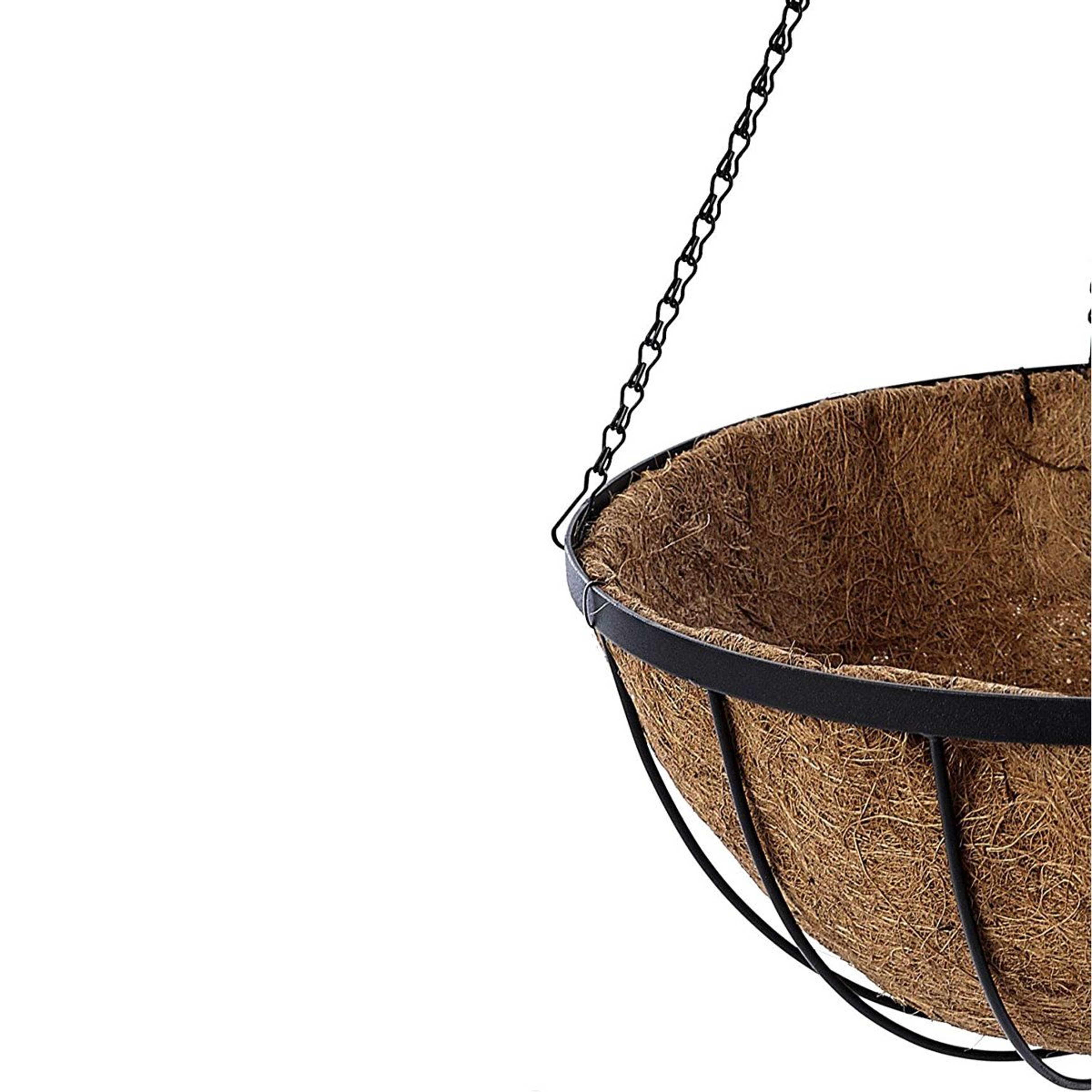 Delania 12 Inch Set Of 5 Wrought Iron Hanging Planters With Coconut Fiber Liners 3