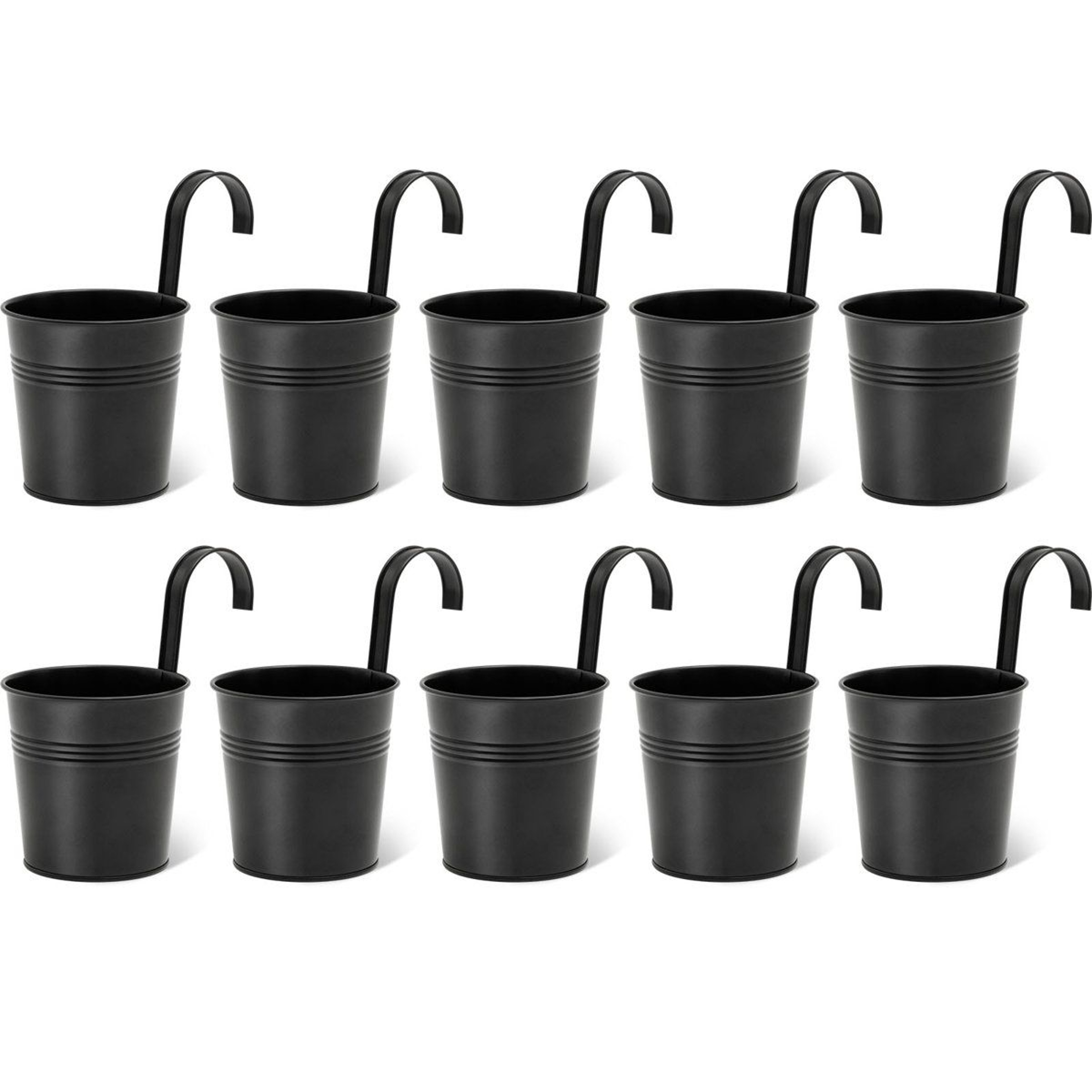 Ebern Designs Hanging Planter Baskets Set Of 10 Metal Balcony Planters With Detachable Hooks 0