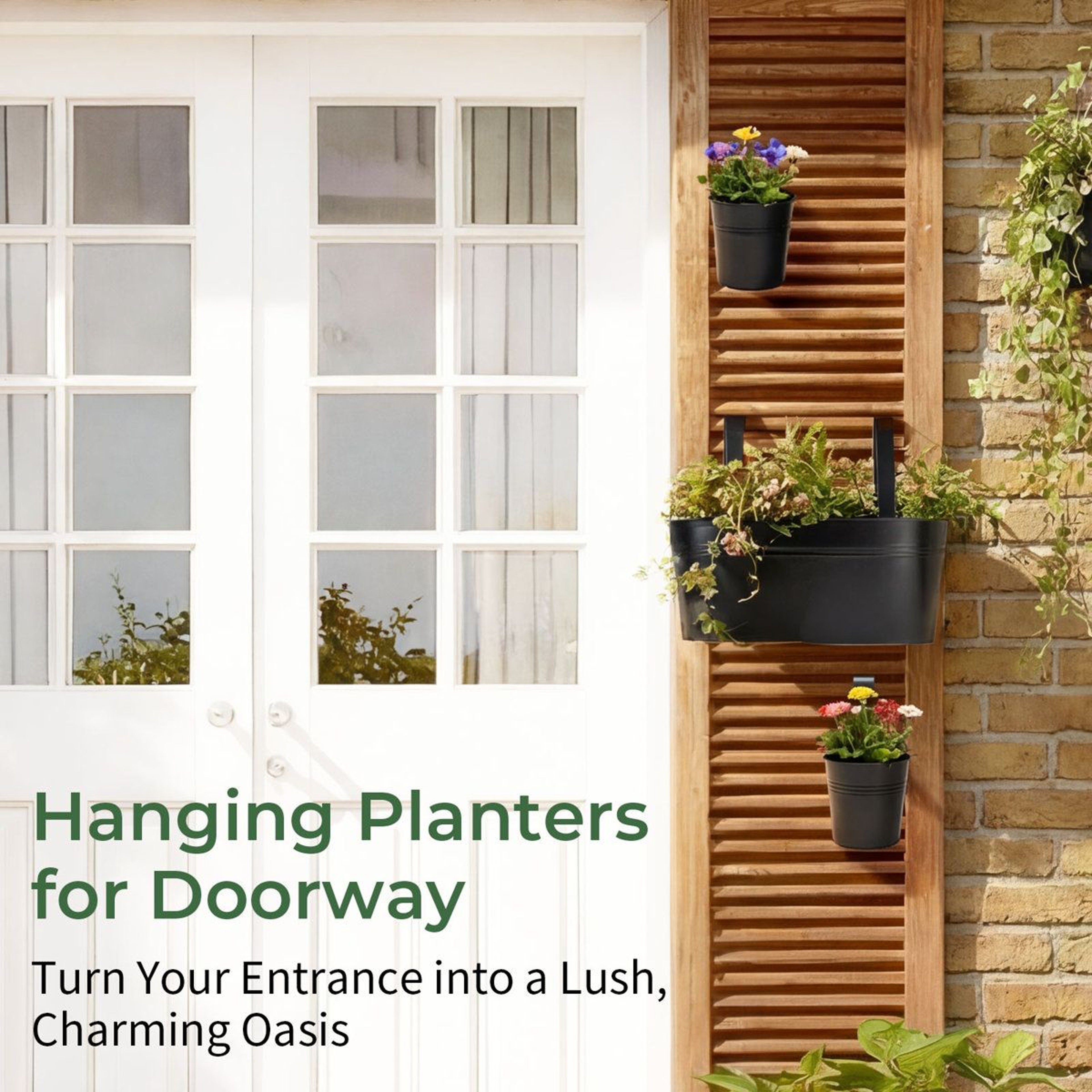 Ebern Designs Hanging Planter Baskets Set Of 10 Metal Balcony Planters With Detachable Hooks 2