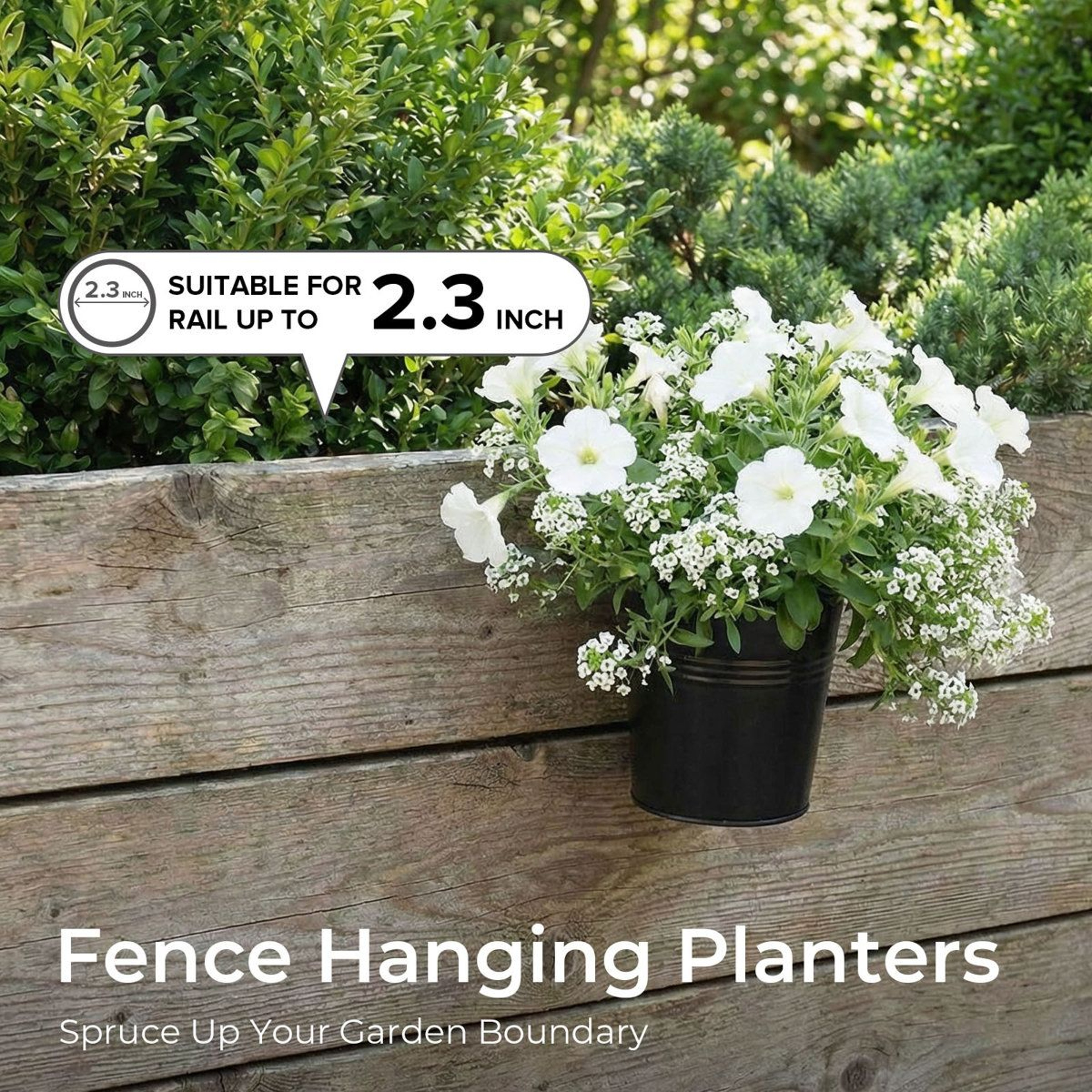Ebern Designs Hanging Planter Baskets Set Of 10 Metal Balcony Planters With Detachable Hooks 1