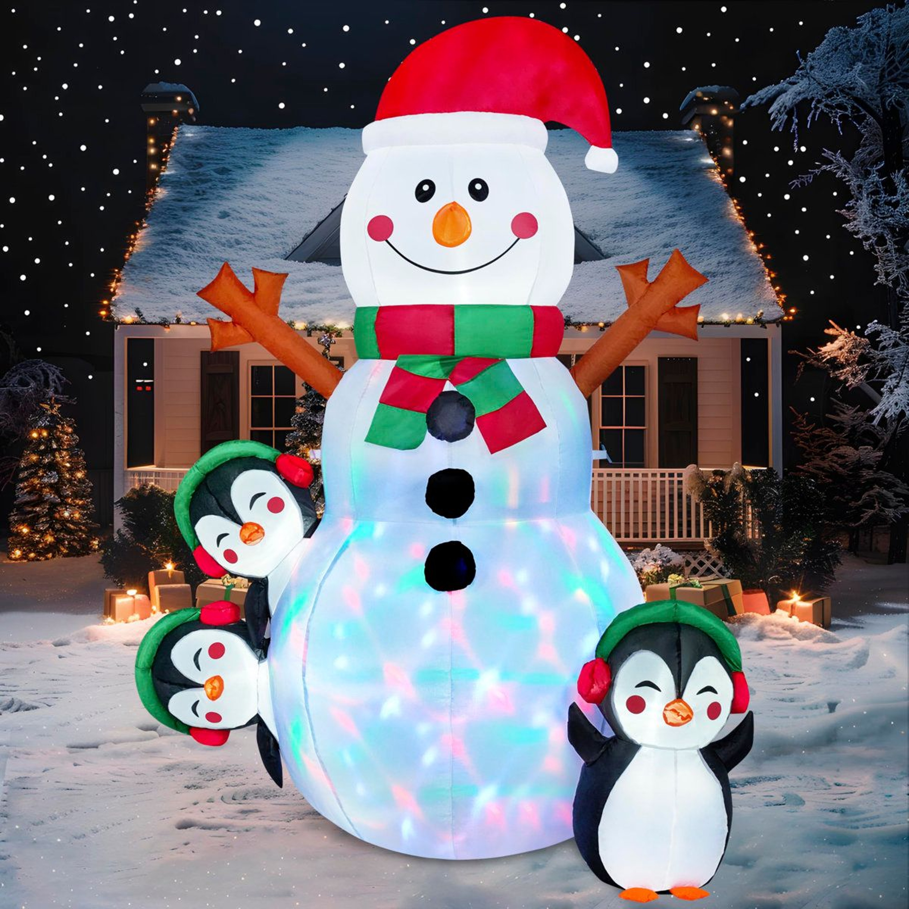 6ft Christmas Snowman Inflatable With Multicolor LED Lights Outdoor Yard Decor 7