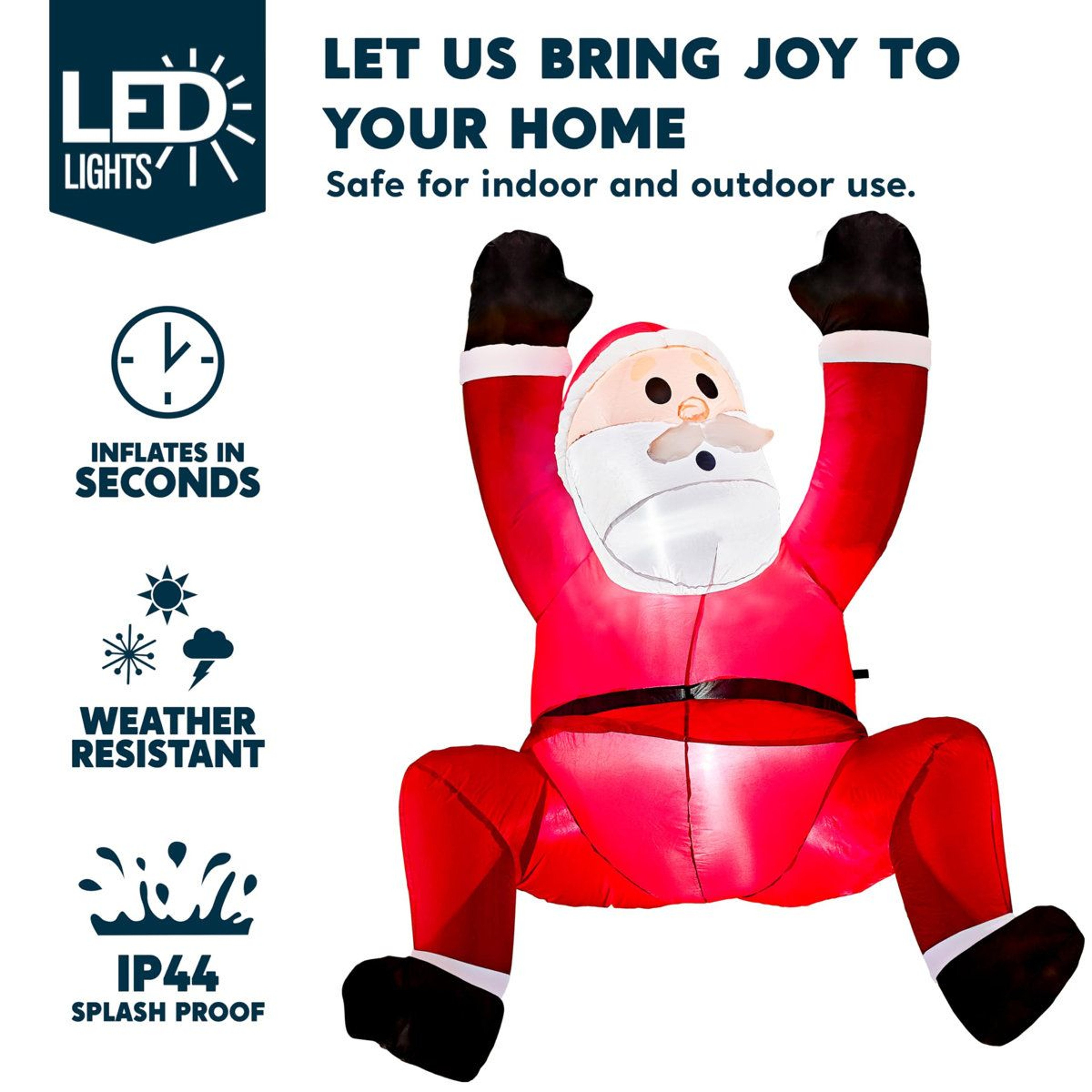 6ft Christmas Inflatable Climbing Santa With LED Lights For Indoor Outdoor Decor 1