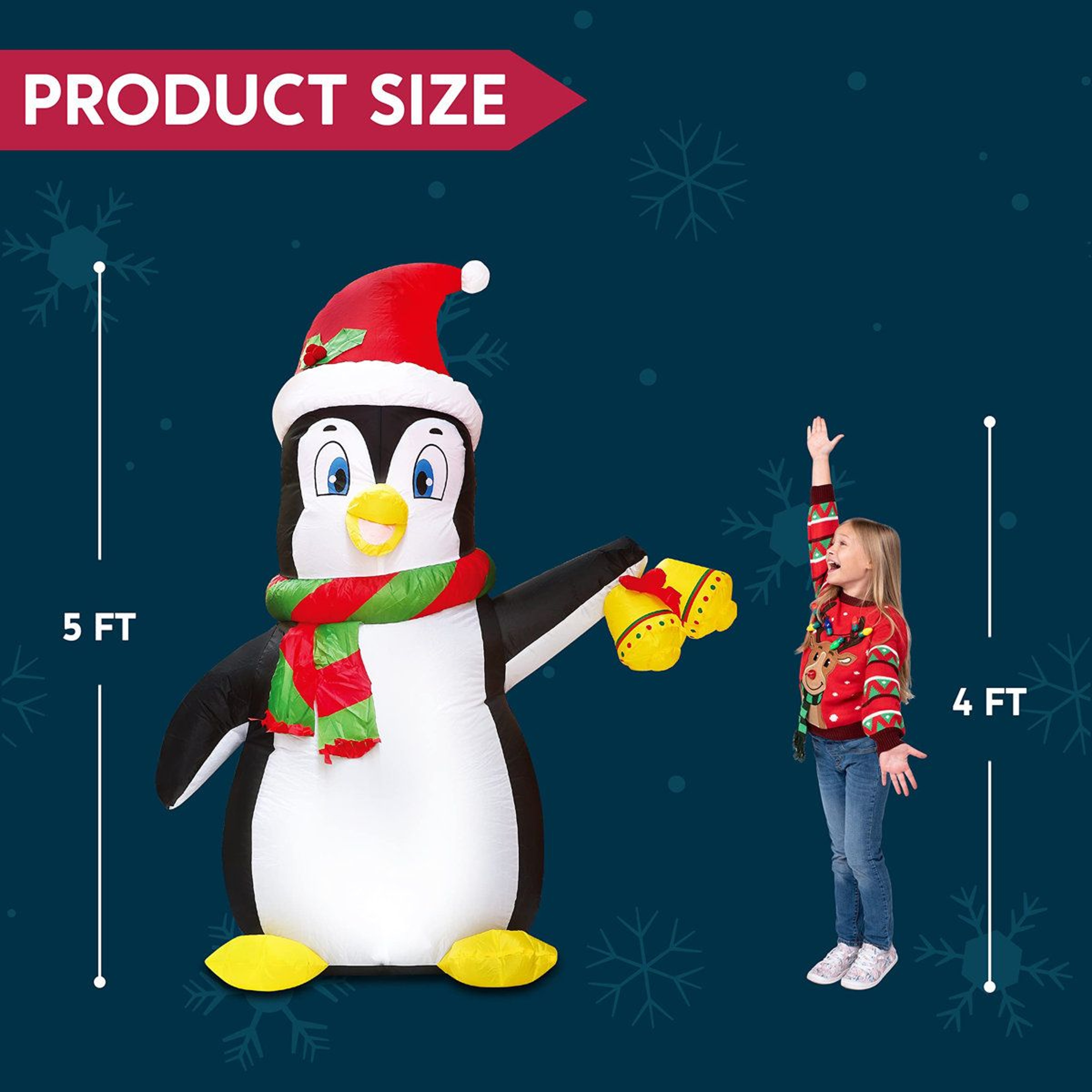 5ft Lighted Christmas Inflatable Penguin Outdoor Yard Decoration 5