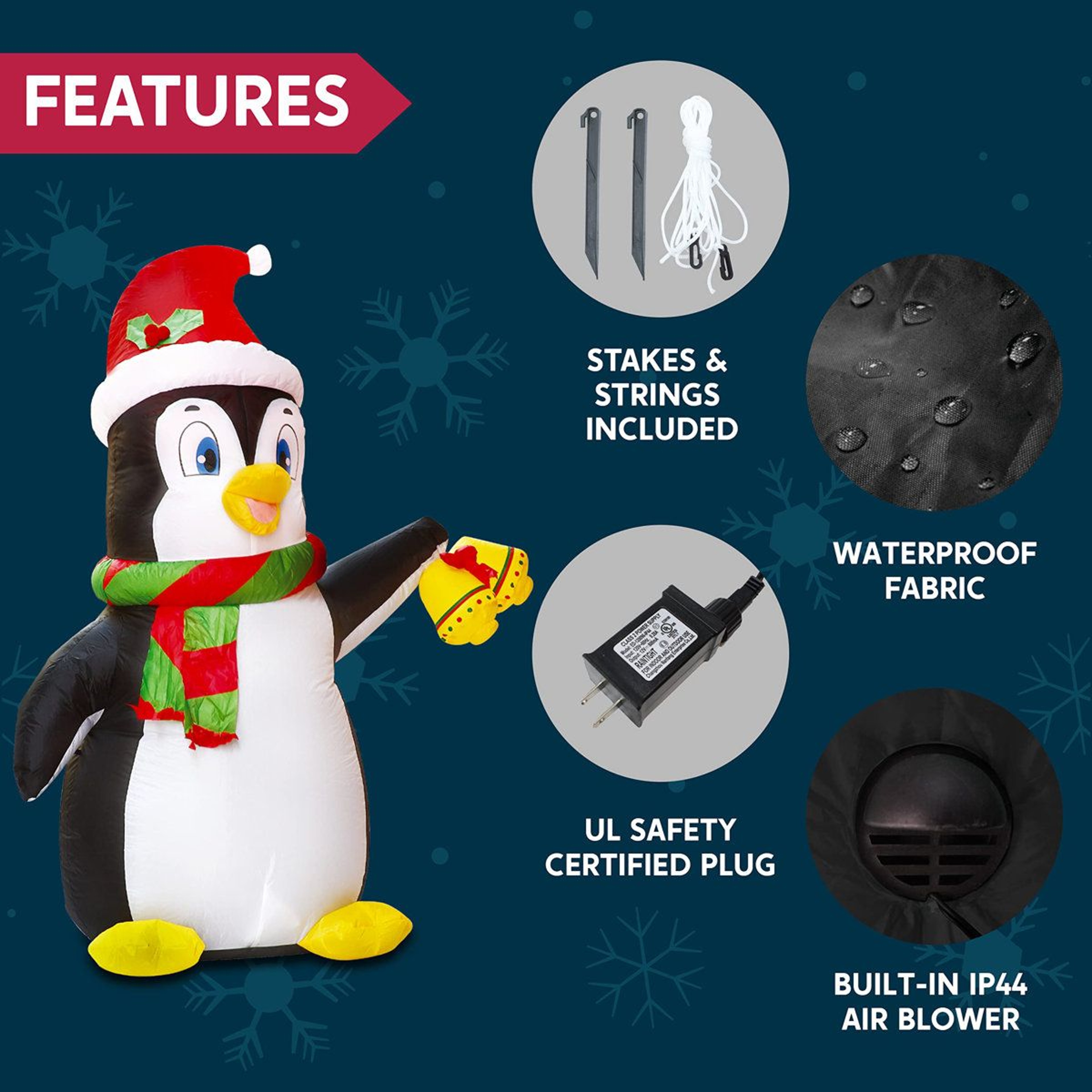 5ft Lighted Christmas Inflatable Penguin Outdoor Yard Decoration 1