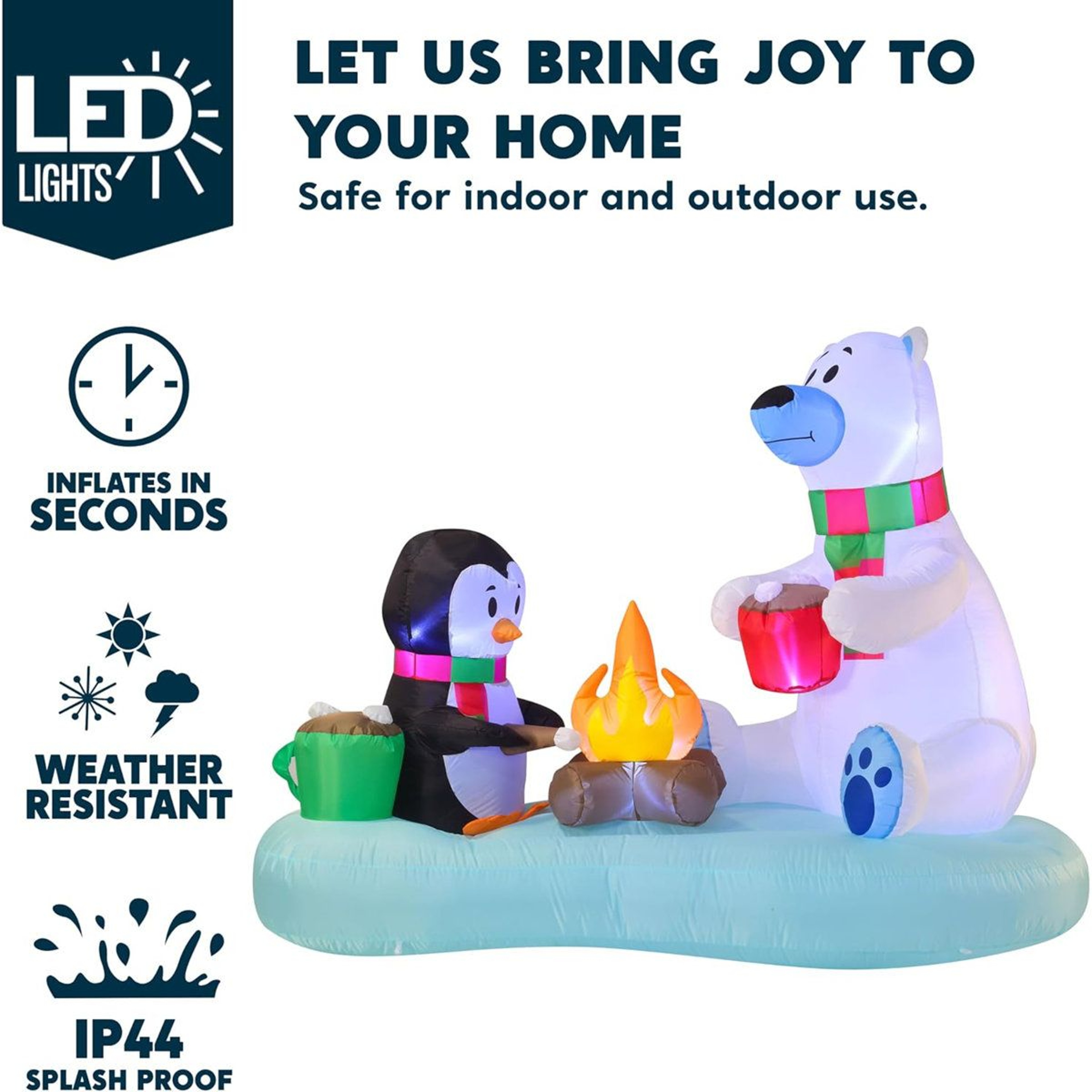 6ft Polar Bear And Penguin Christmas Inflatable Yard Decoration 1