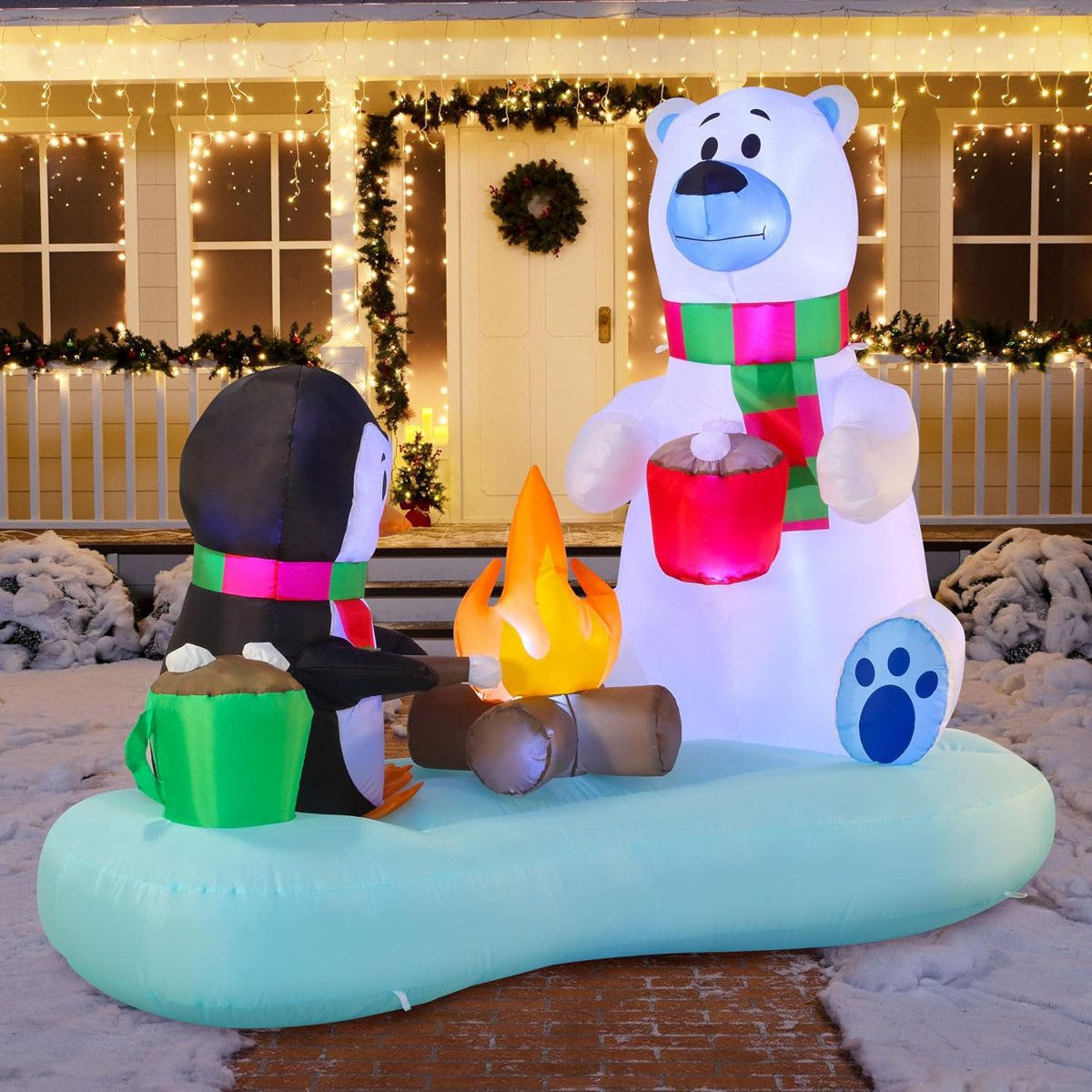 6ft Polar Bear And Penguin Christmas Inflatable Yard Decoration 7