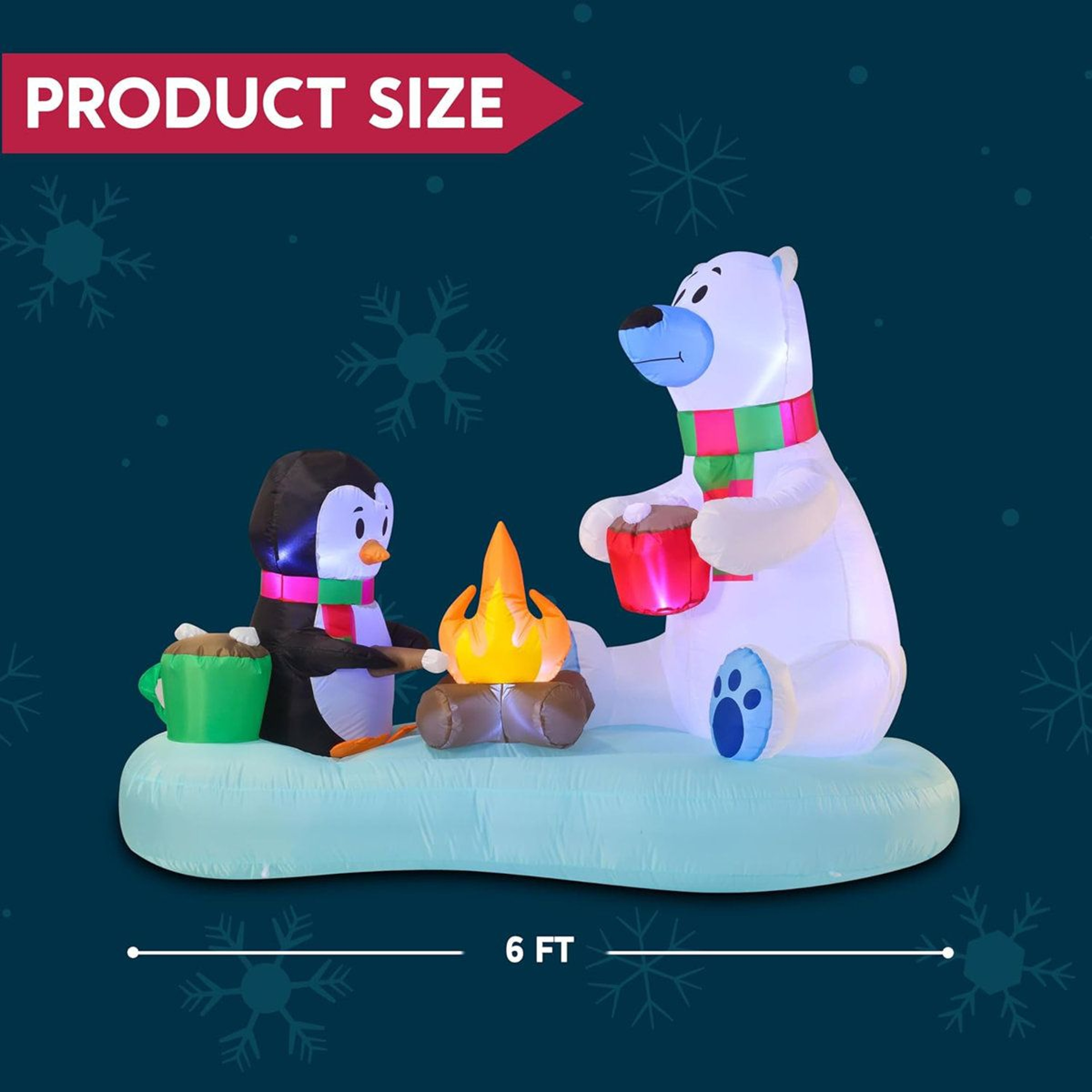 6ft Polar Bear And Penguin Christmas Inflatable Yard Decoration 8