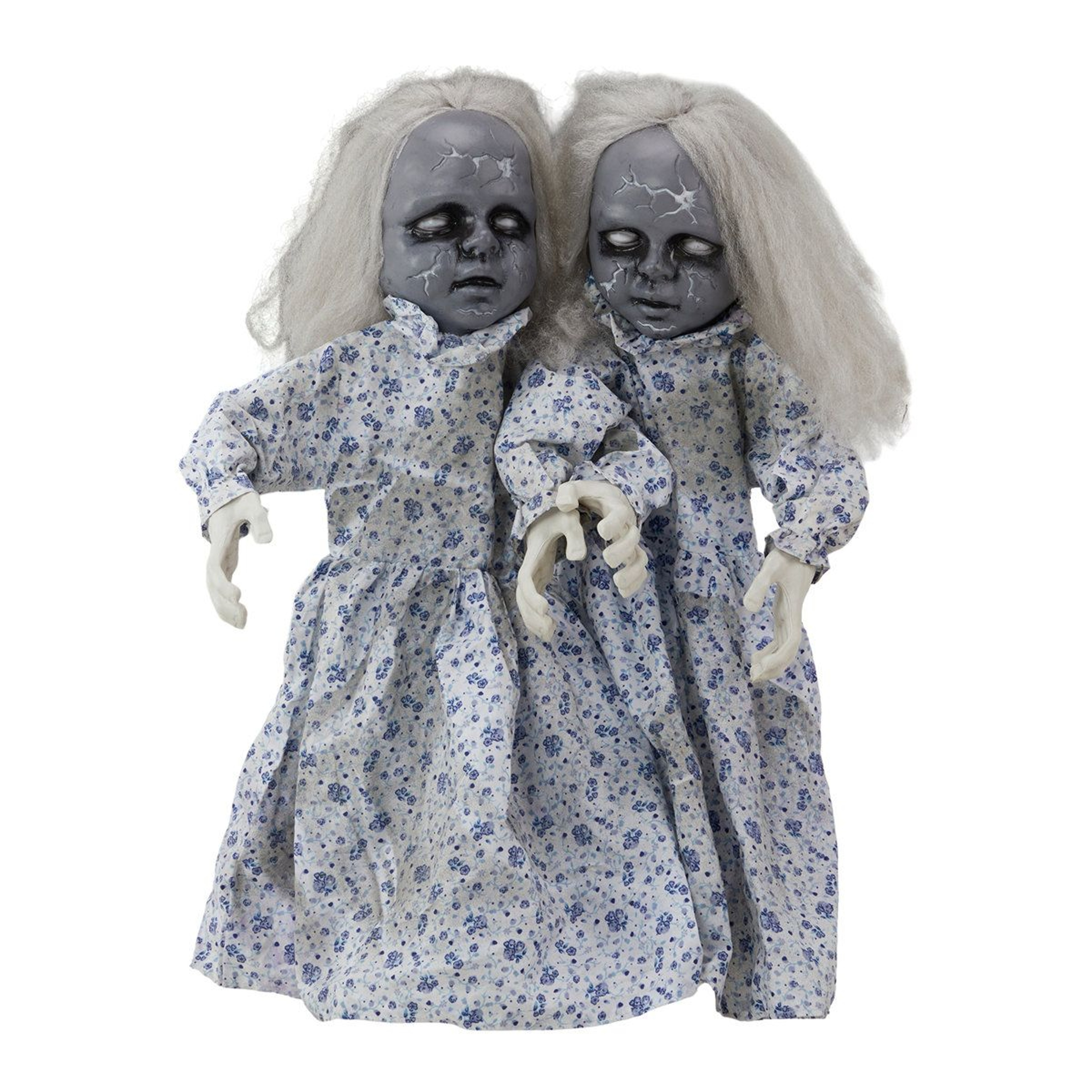 28 FT Animated Twin Girls Halloween Decoration Motion Activated Yard Prop 0